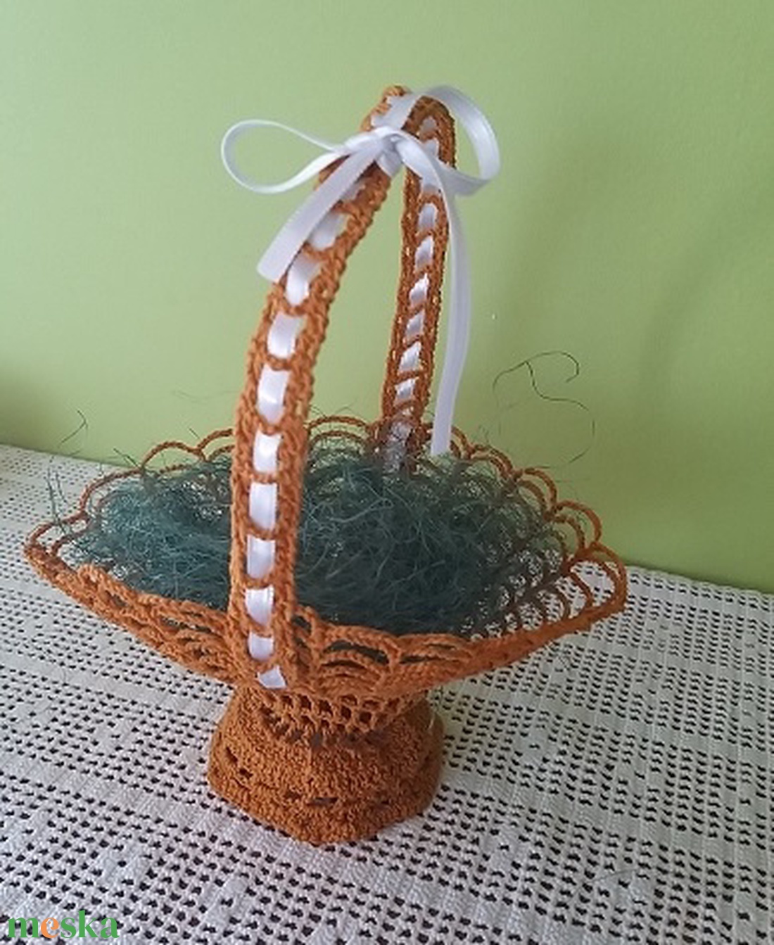 Húsvéti kosár tojásokkal - otthon & életmód - dekoráció - asztal és polc dekoráció - asztaldísz - Meska.hu
