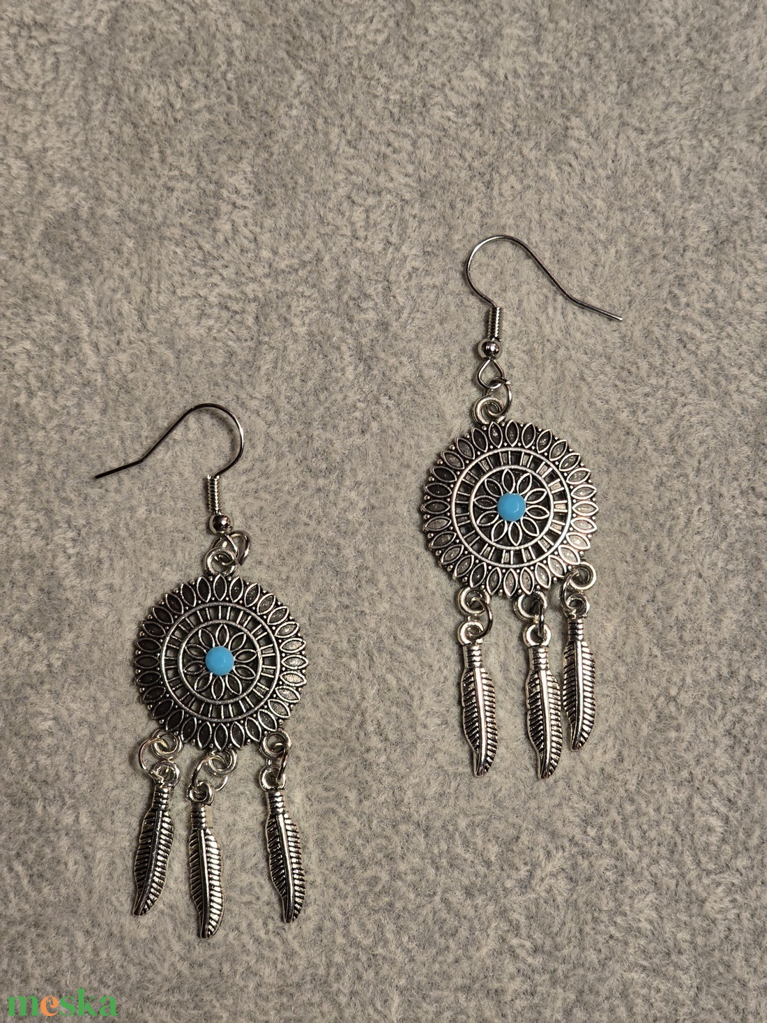 Türkiz  köves fülbevaló  - ékszer - fülbevaló - lógó fülbevaló - Meska.hu