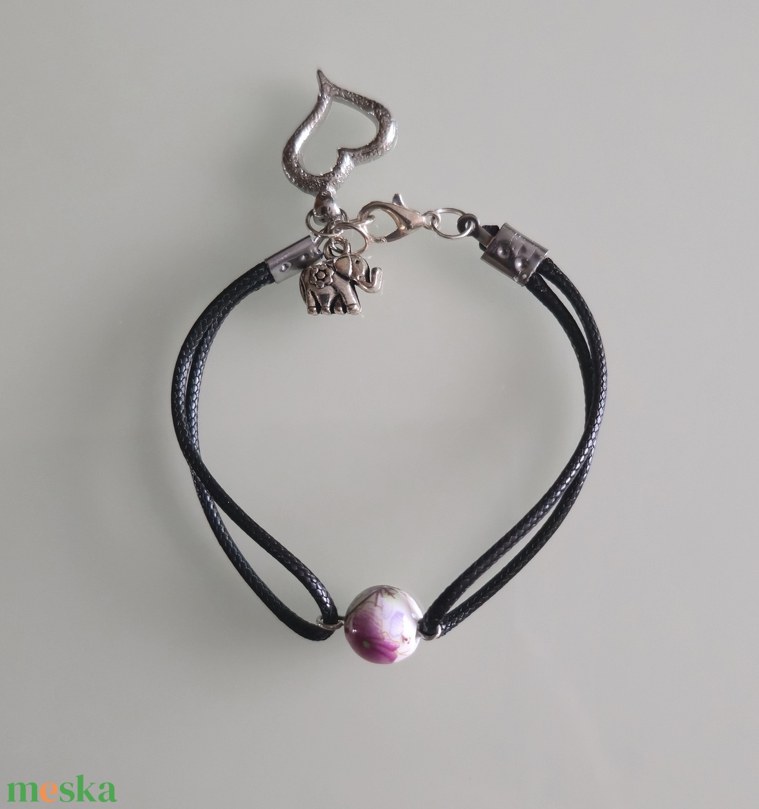 Karkötő porcelán gyönggyel  - ékszer - karkötő - gyöngyös karkötő - Meska.hu