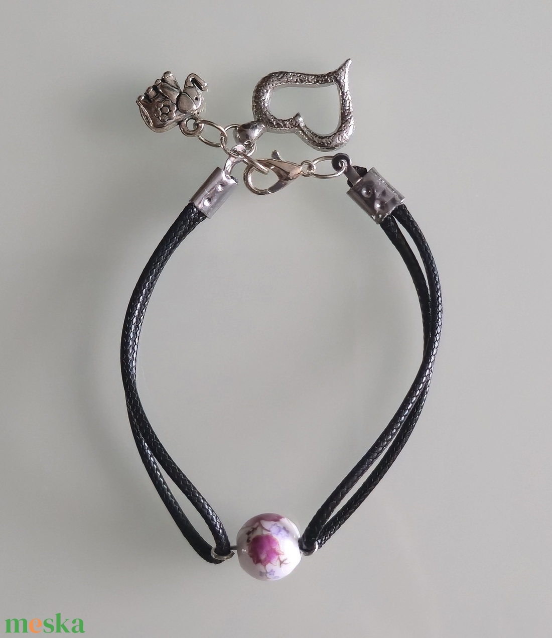 Karkötő porcelán gyönggyel  - ékszer - karkötő - gyöngyös karkötő - Meska.hu