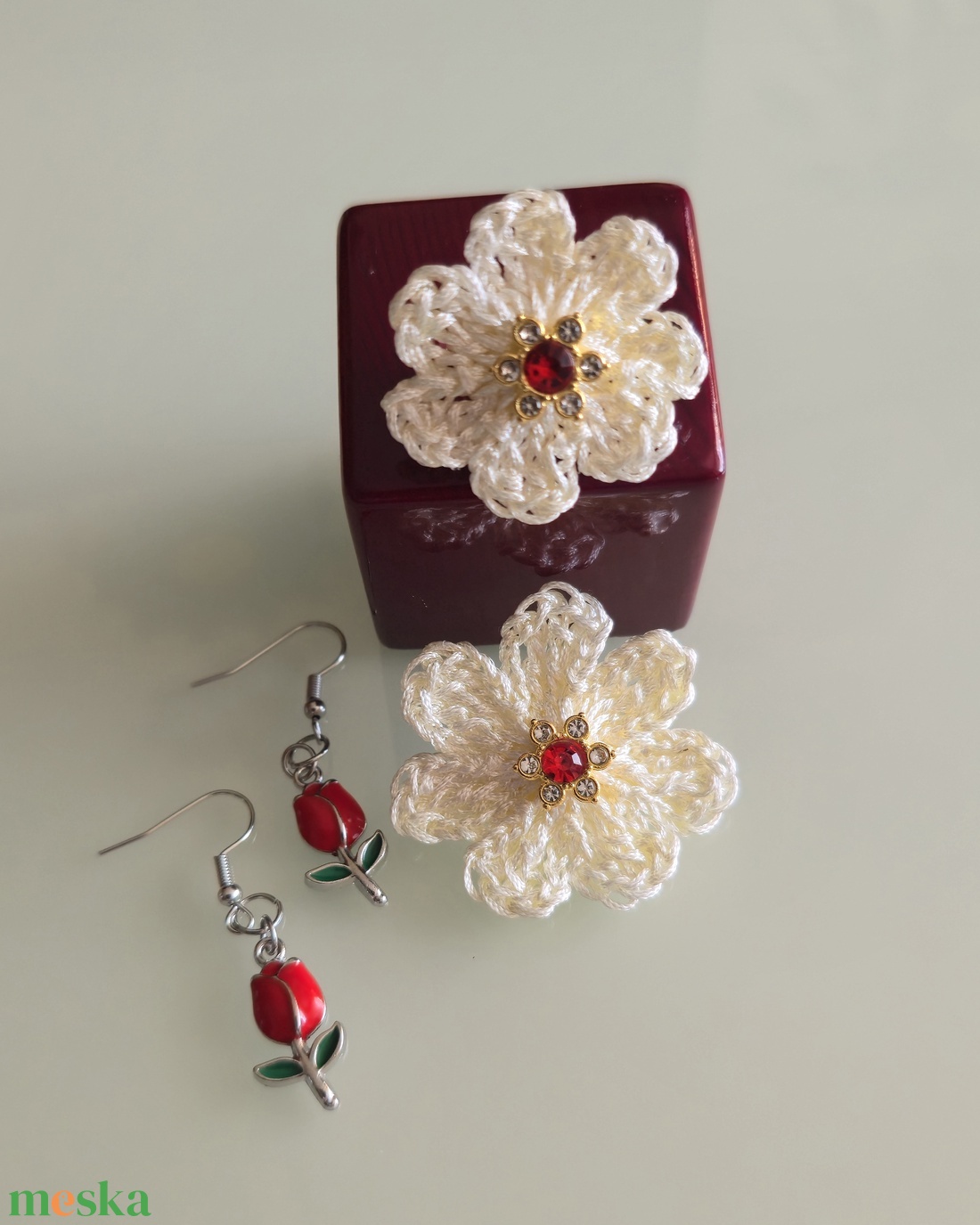 Margaréta virágos szett. - esküvő - ékszer - ékszerszett - Meska.hu