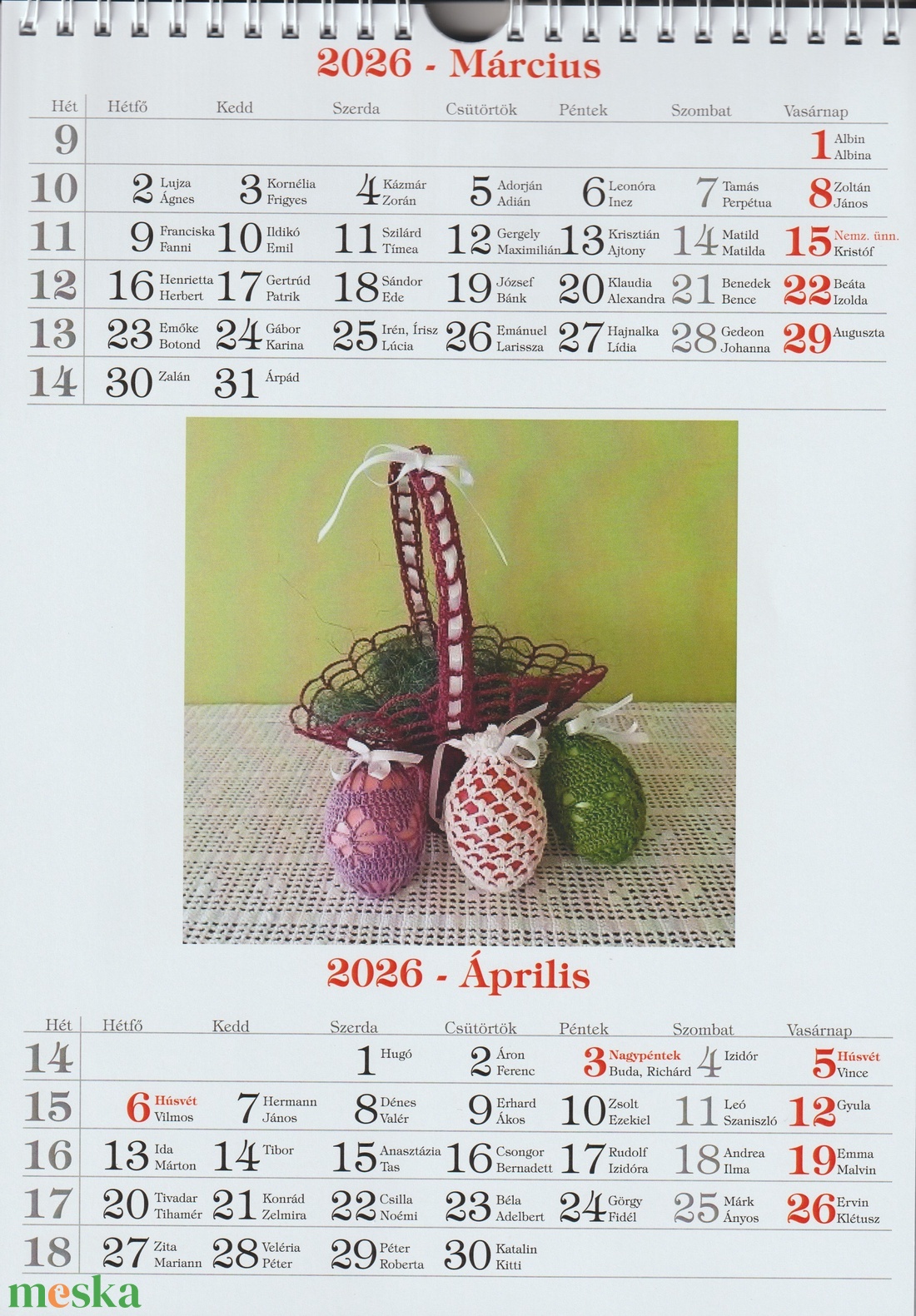 Naptár 2026 évre - otthon & életmód - dekoráció - fali és függő dekoráció - falinaptár & öröknaptár - Meska.hu