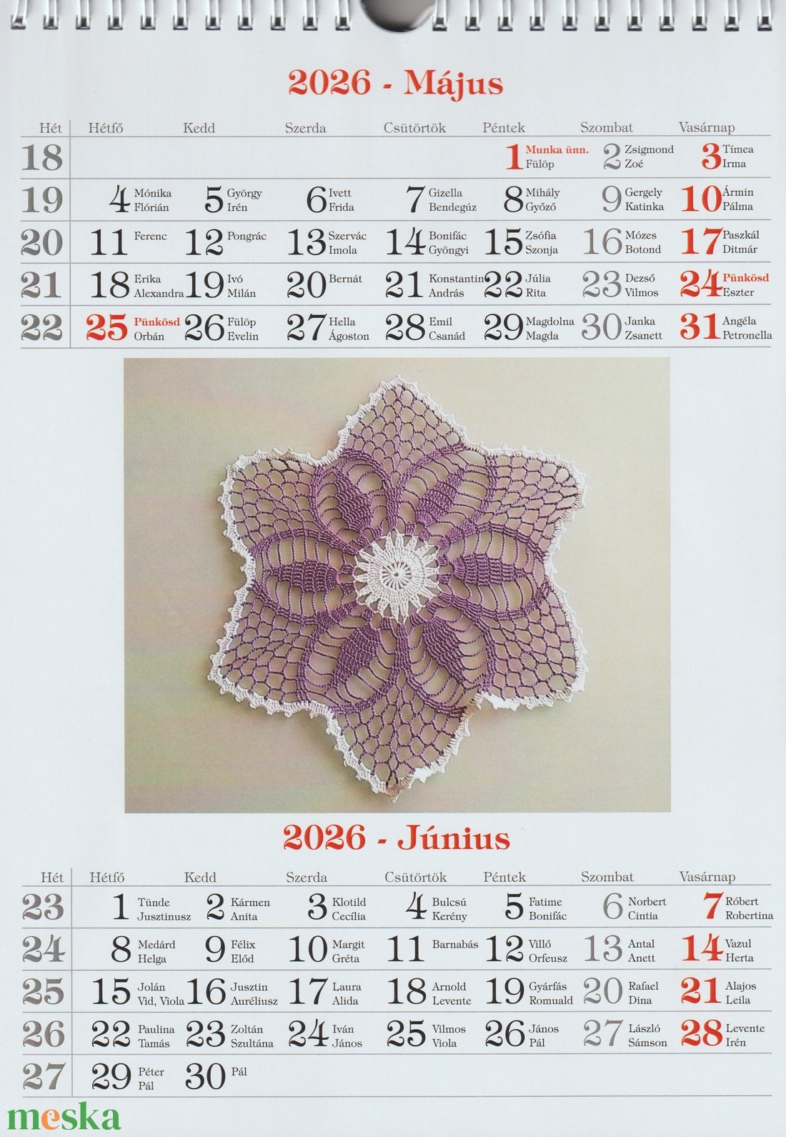 Naptár 2026 évre - otthon & életmód - dekoráció - fali és függő dekoráció - falinaptár & öröknaptár - Meska.hu
