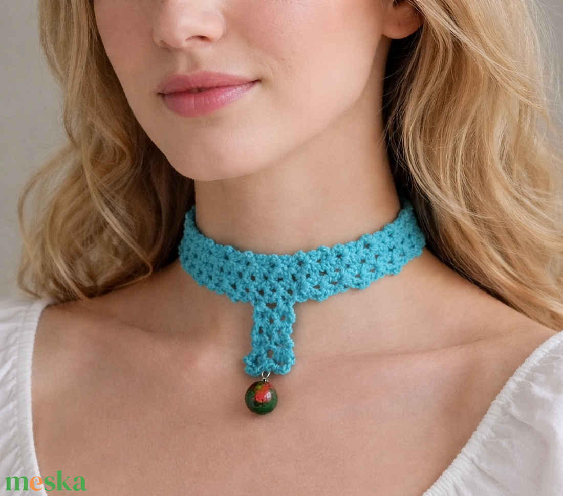 Türkiz nyakpánt - ékszer - nyaklánc - nyakpánt, gallér - Meska.hu