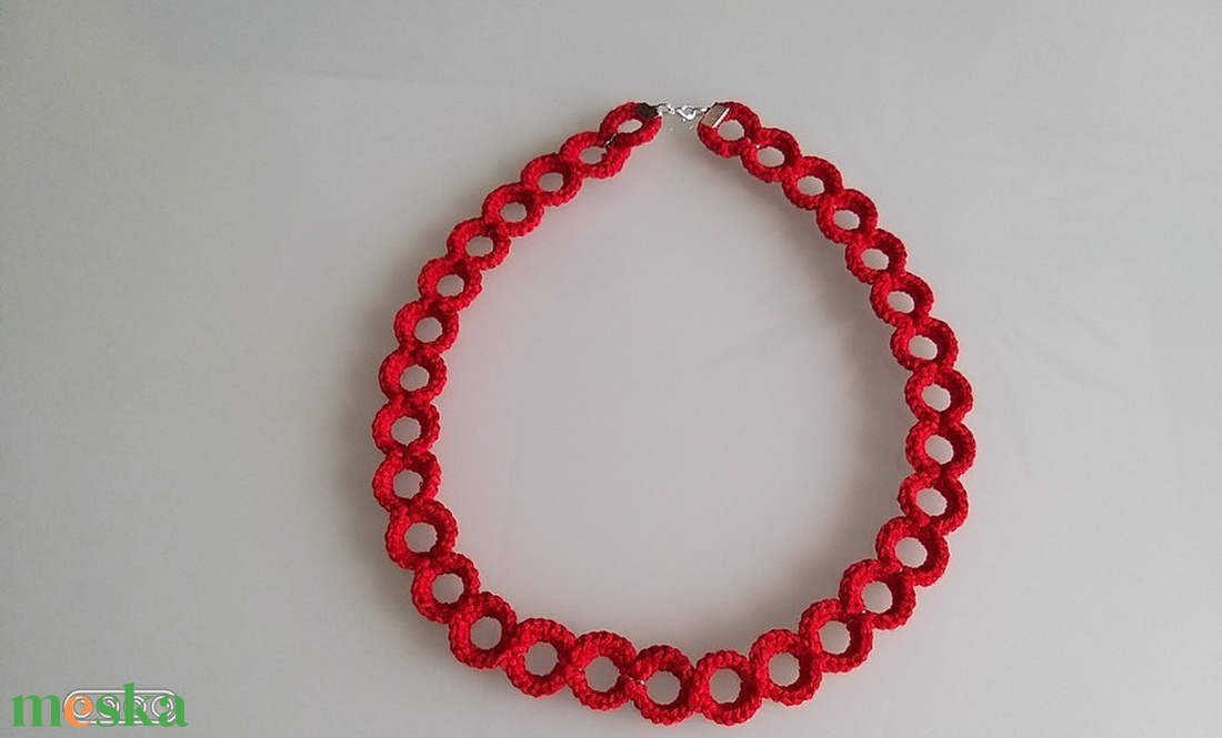 Piros nyaklánc - ékszer - nyaklánc - nyakpánt, gallér - Meska.hu
