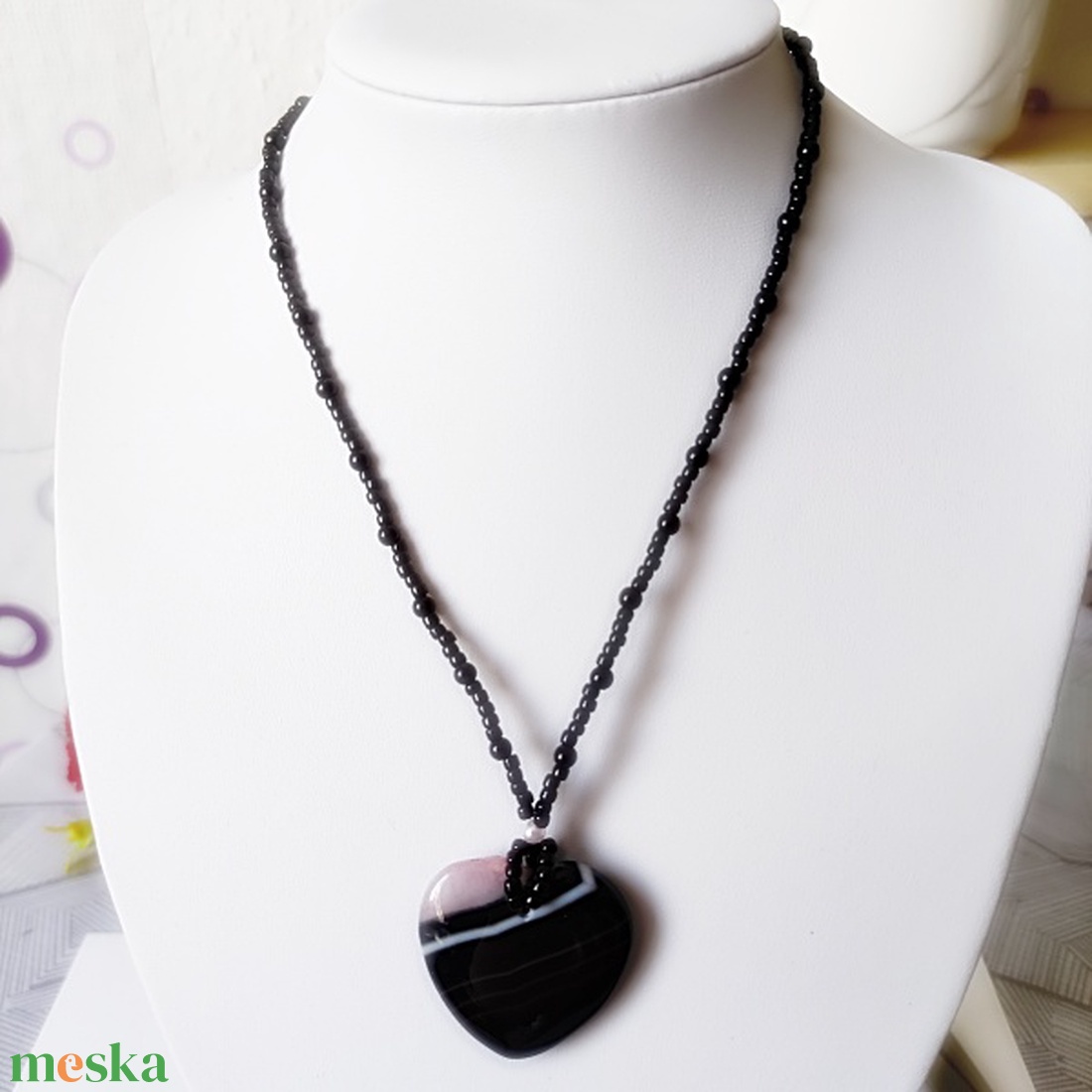Elegáns szív alakú achát nyaklánc - ékszer - nyaklánc - medálos nyaklánc - Meska.hu Elegáns szív alakú achát nyaklánc - ékszer - nyaklánc - medálos nyaklánc - Meska.hu