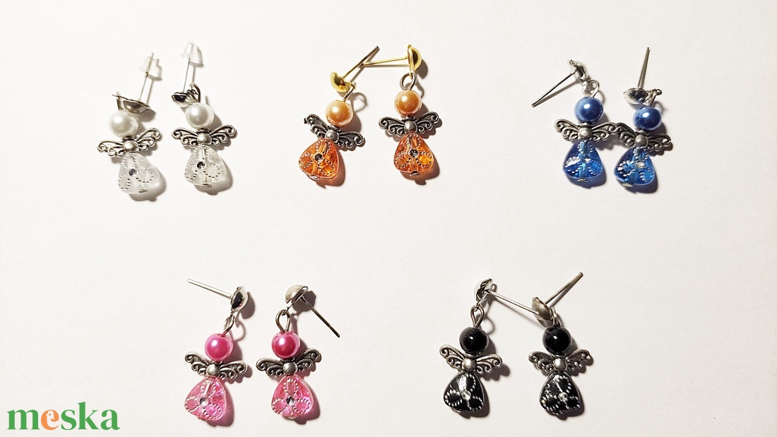 Angyalka fülbevaló,  egy apró őrangyal, aki mindig veled van - ékszer - fülbevaló - lógó fülbevaló - Meska.hu