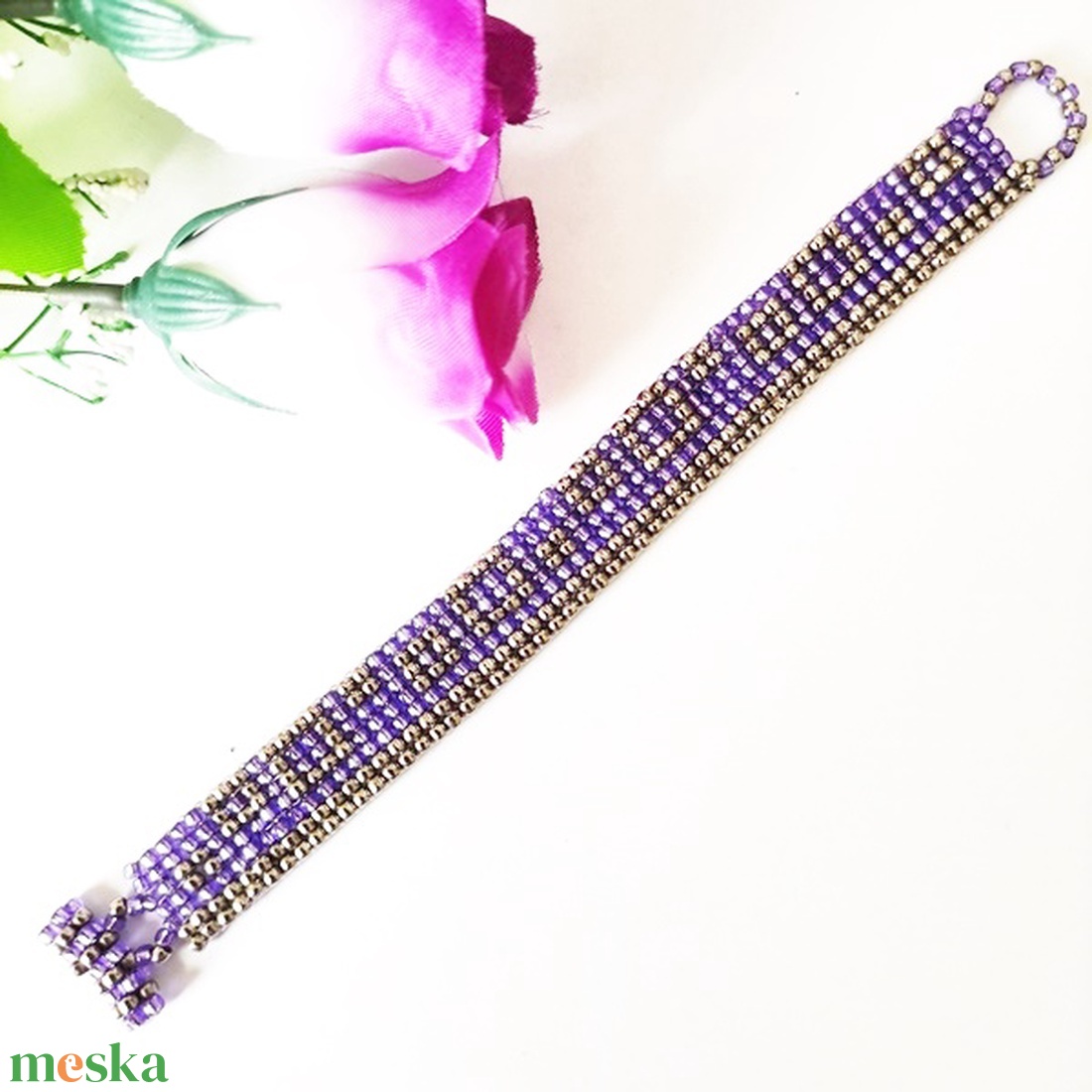 Misztikus lila és hideg fém � A tökéletes gyöngyszövött harmónia  - ékszer - karkötő - gyöngyös karkötő - Meska.hu