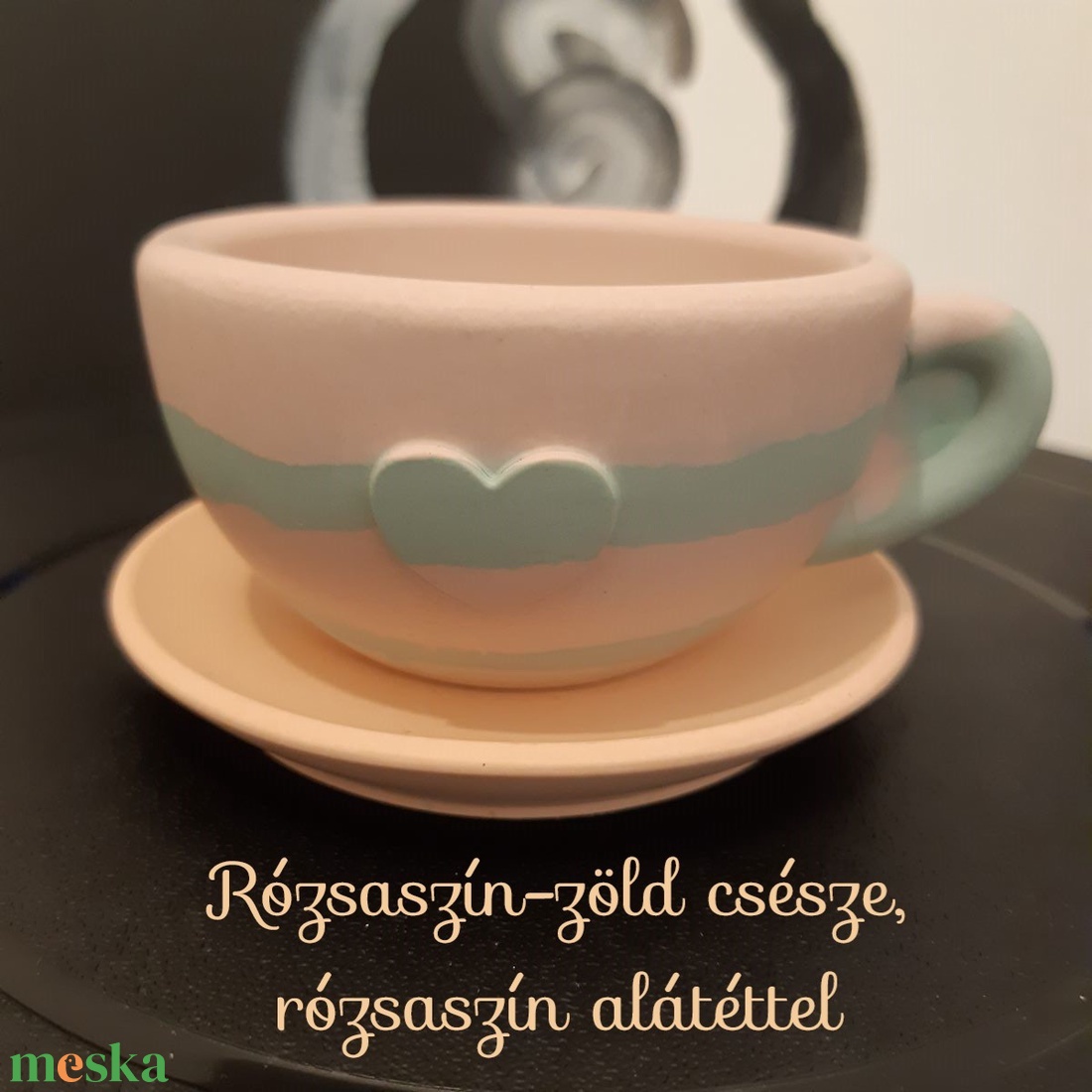 Dekor csésze + alátét - otthon & életmód - dekoráció - asztal és polc dekoráció - asztaldísz - Meska.hu