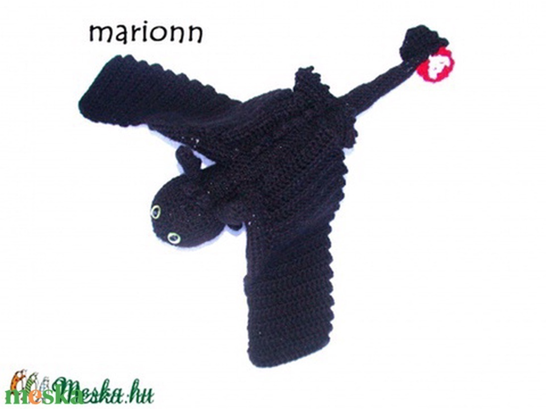 Horgolt nagy fekete éjfúria sárkány amigurumi Fogatlan Rendelhető 100% pamut fonalból - játék & sport - plüssállat & játékfigura - plüss sárkány - Meska.hu