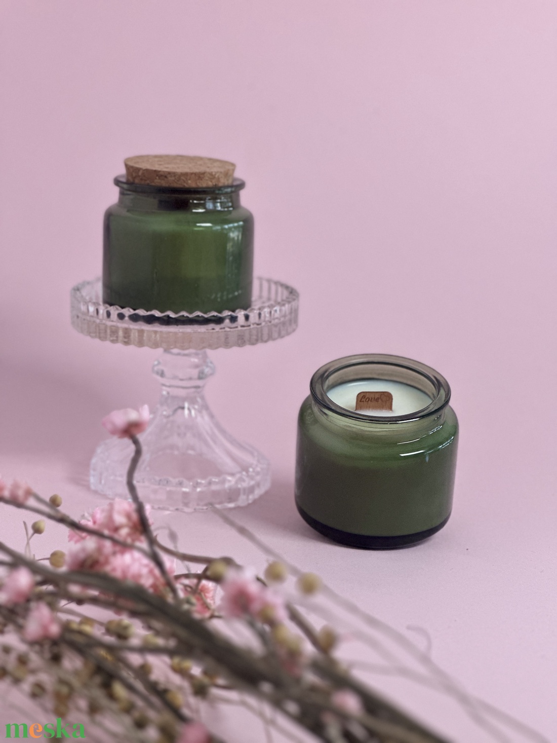 Barna üveg parafa tetővel fakanóc love felirattal - otthon & életmód - gyertya, illat, aroma - gyertya - Meska.hu