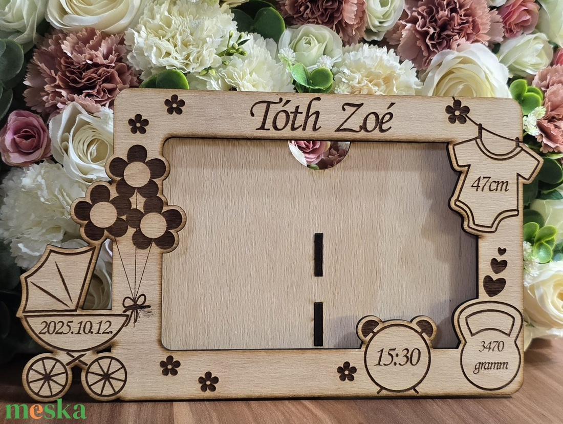 Baba fotókeret születési adatokkal - kisfiús vagy kislányos - otthon & életmód - dekoráció - kép & falikép - képkeret - Meska.hu