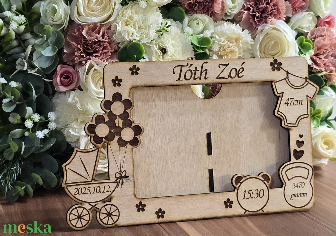 Személyre szabott baba fotókeret születési adatokkal - otthon & életmód - dekoráció - kép & falikép - képkeret - Meska.hu