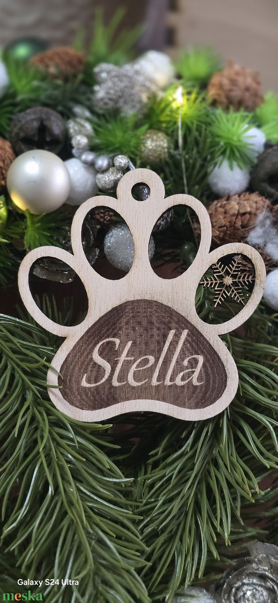 Kedvencem Karácsonya  Névre szóló fa tappancs kutyusnak, cicának  - karácsony - karácsonyi lakásdekoráció - karácsonyfadíszek - Meska.hu