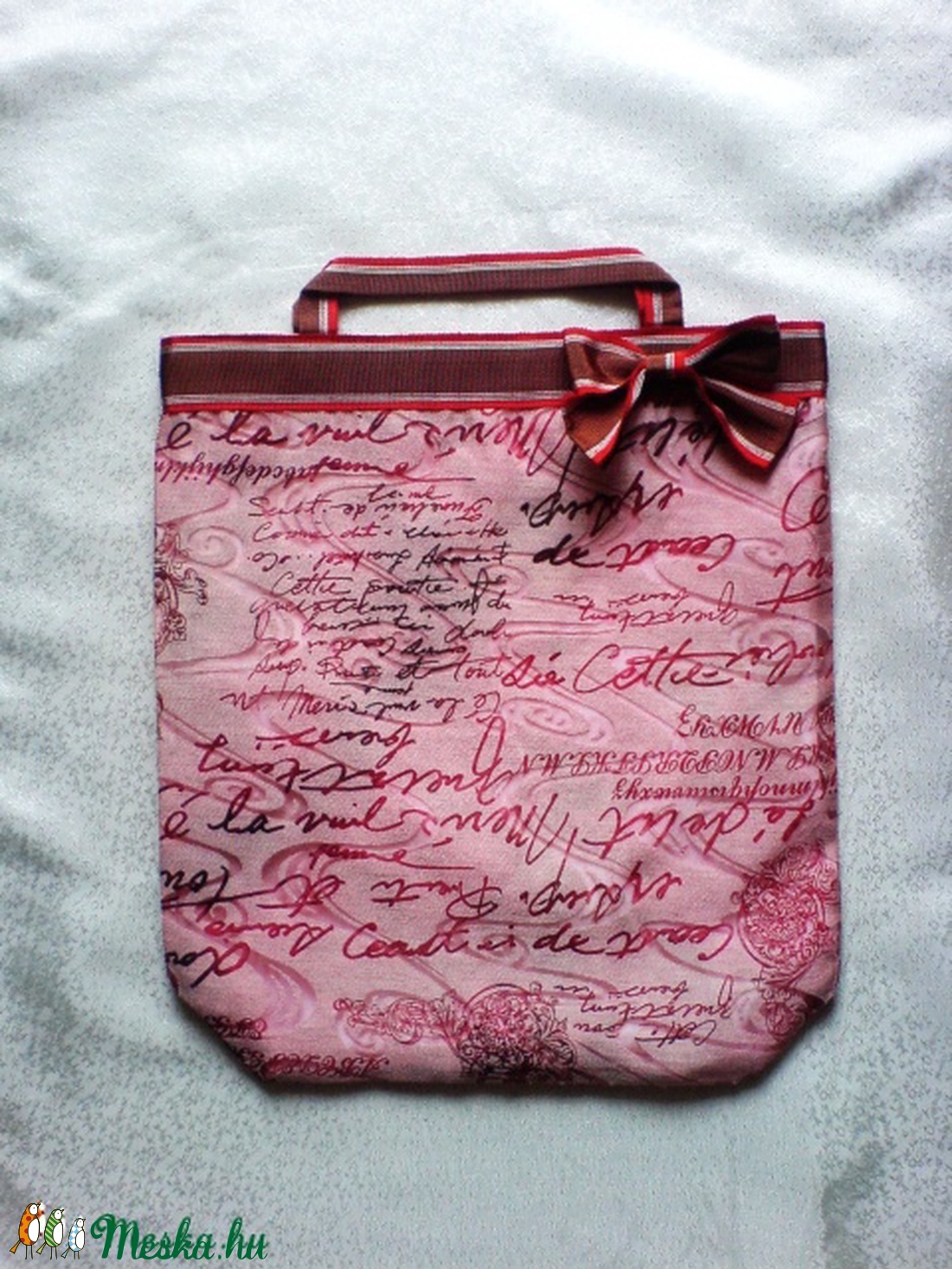 Textiltáska masnival - táska & tok - bevásárlás & shopper táska - shopper, textiltáska, szatyor - Meska.hu