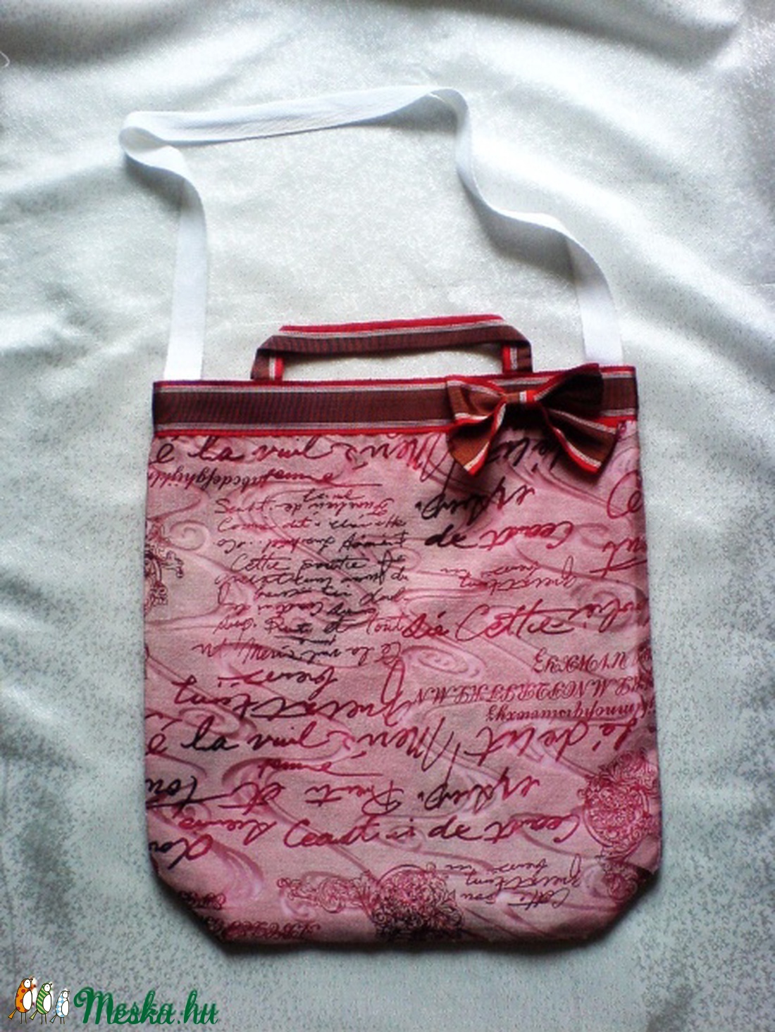 Textiltáska masnival - táska & tok - bevásárlás & shopper táska - shopper, textiltáska, szatyor - Meska.hu