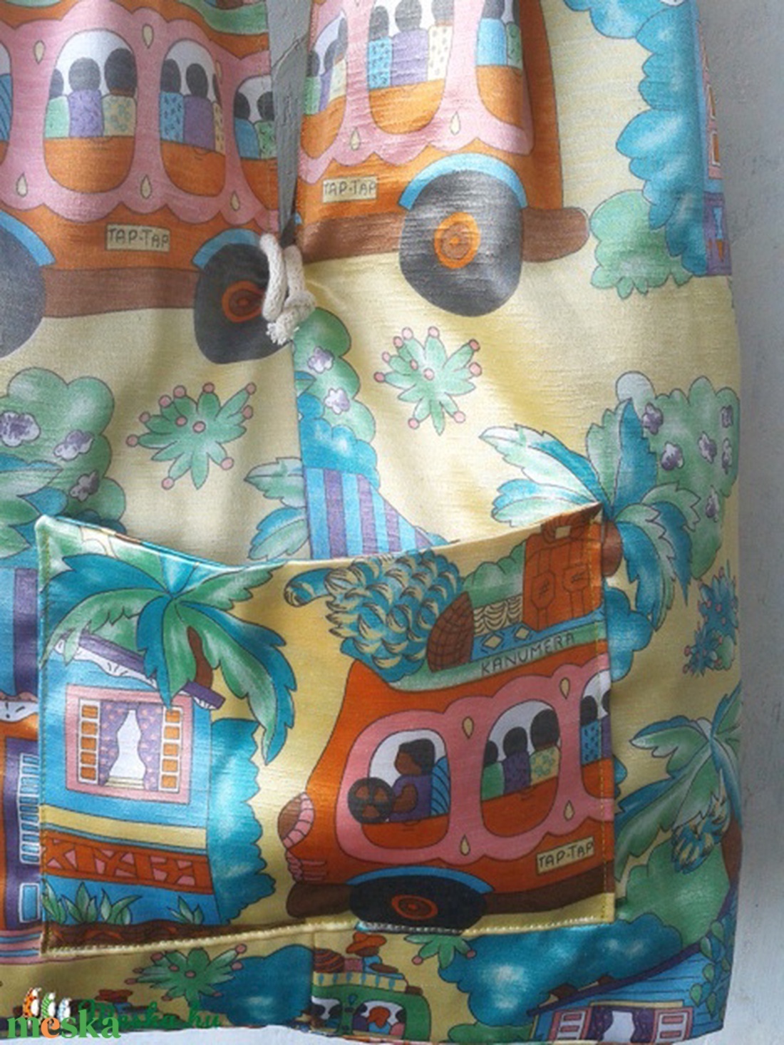 Copf táska  2in1  Nyaralós mintás és zöld kordbársony - táska & tok - kézitáska & válltáska - válltáska - Meska.hu