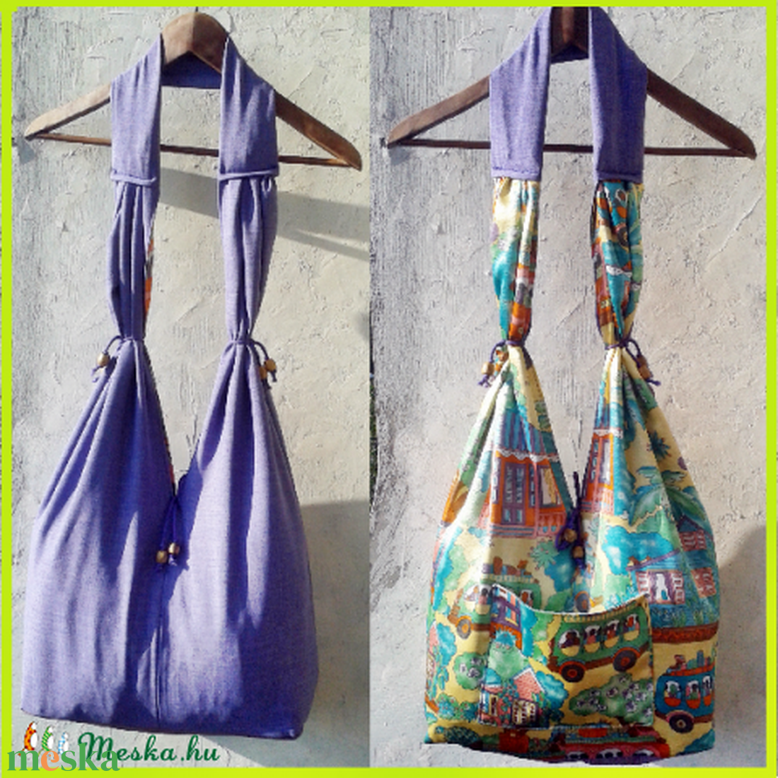 Copf táska  2in1  Nyaralós mintás és levendulalila - táska & tok - kézitáska & válltáska - válltáska - Meska.hu