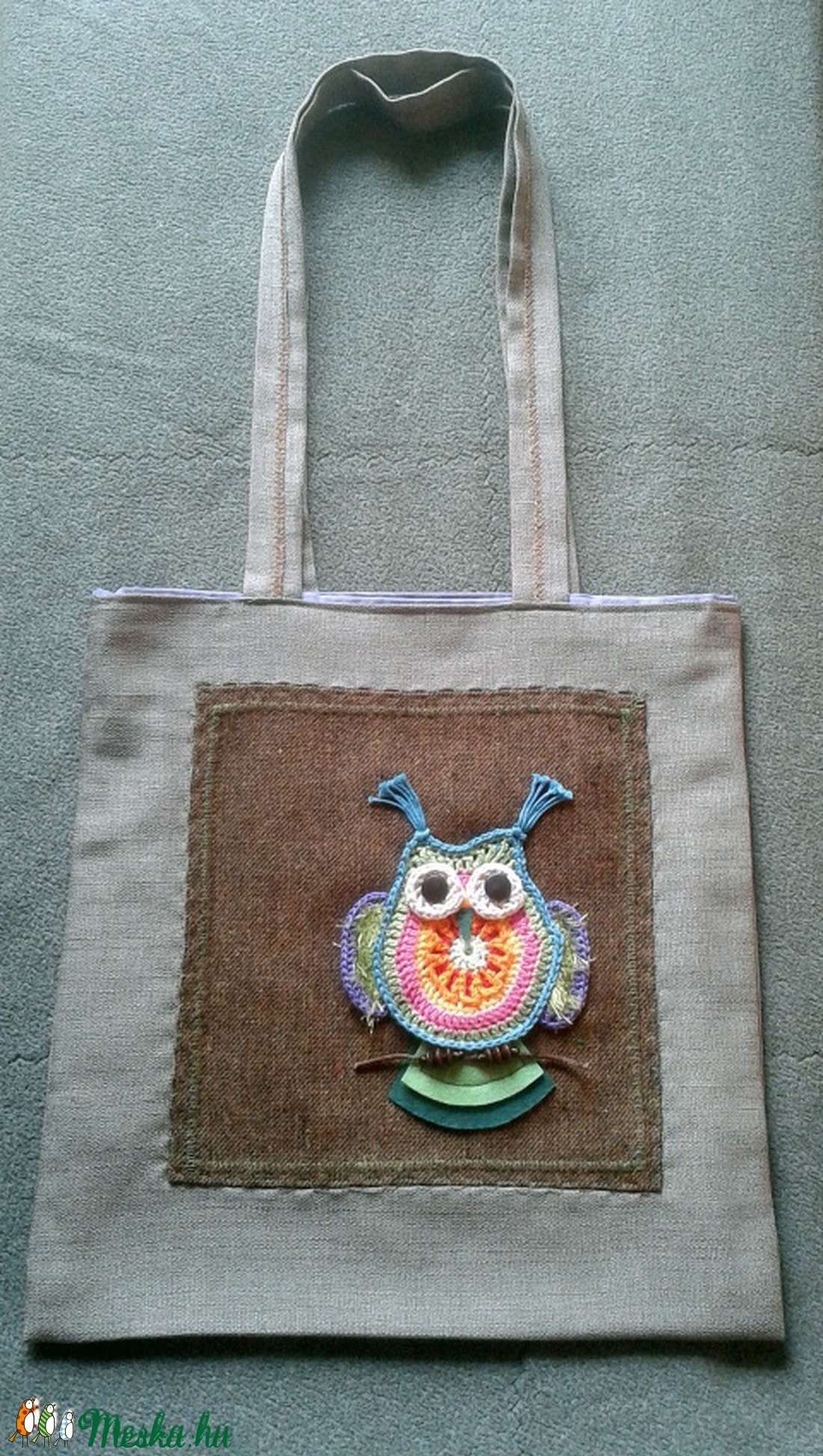 Nagy válltáska horgolt bagollyal - Huba :) (Huhogó Bagyoly) - táska & tok - kézitáska & válltáska - válltáska - Meska.hu