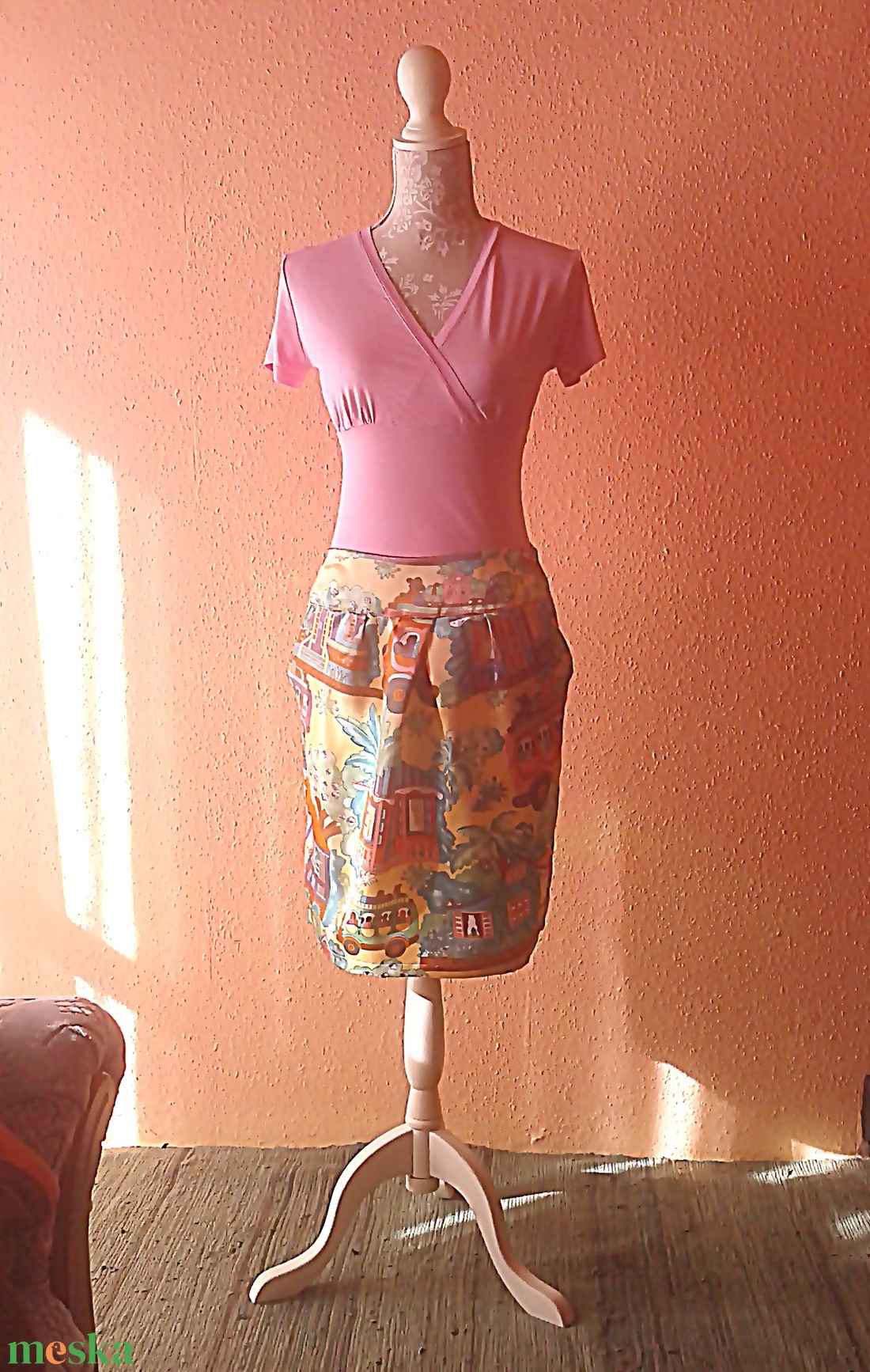 Mintás szatén tulipánszoknya - ruha & divat - női ruha - szoknya - Meska.hu