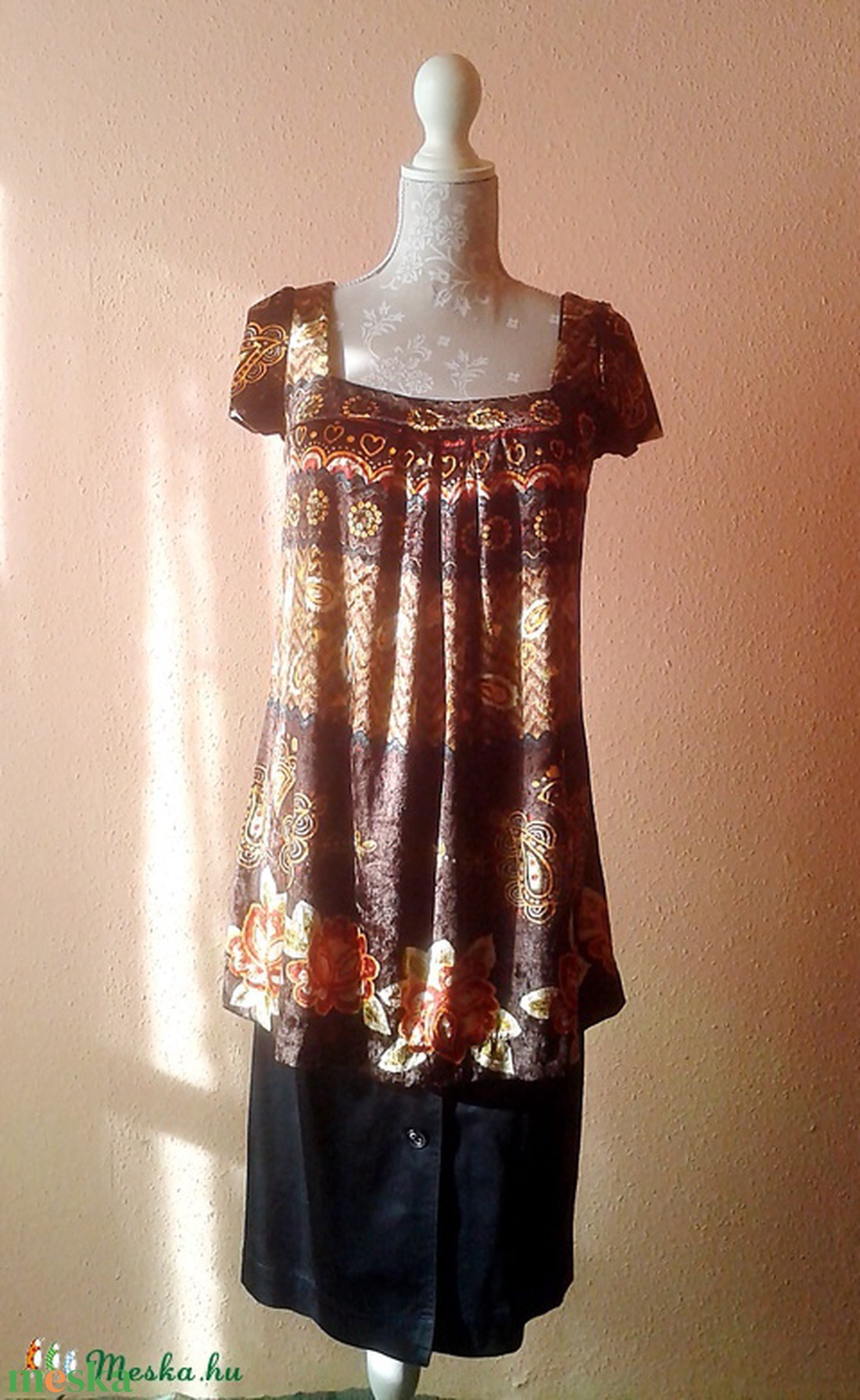 Bársonyos-rózsás tunika - ruha & divat - női ruha - tunika - Meska.hu