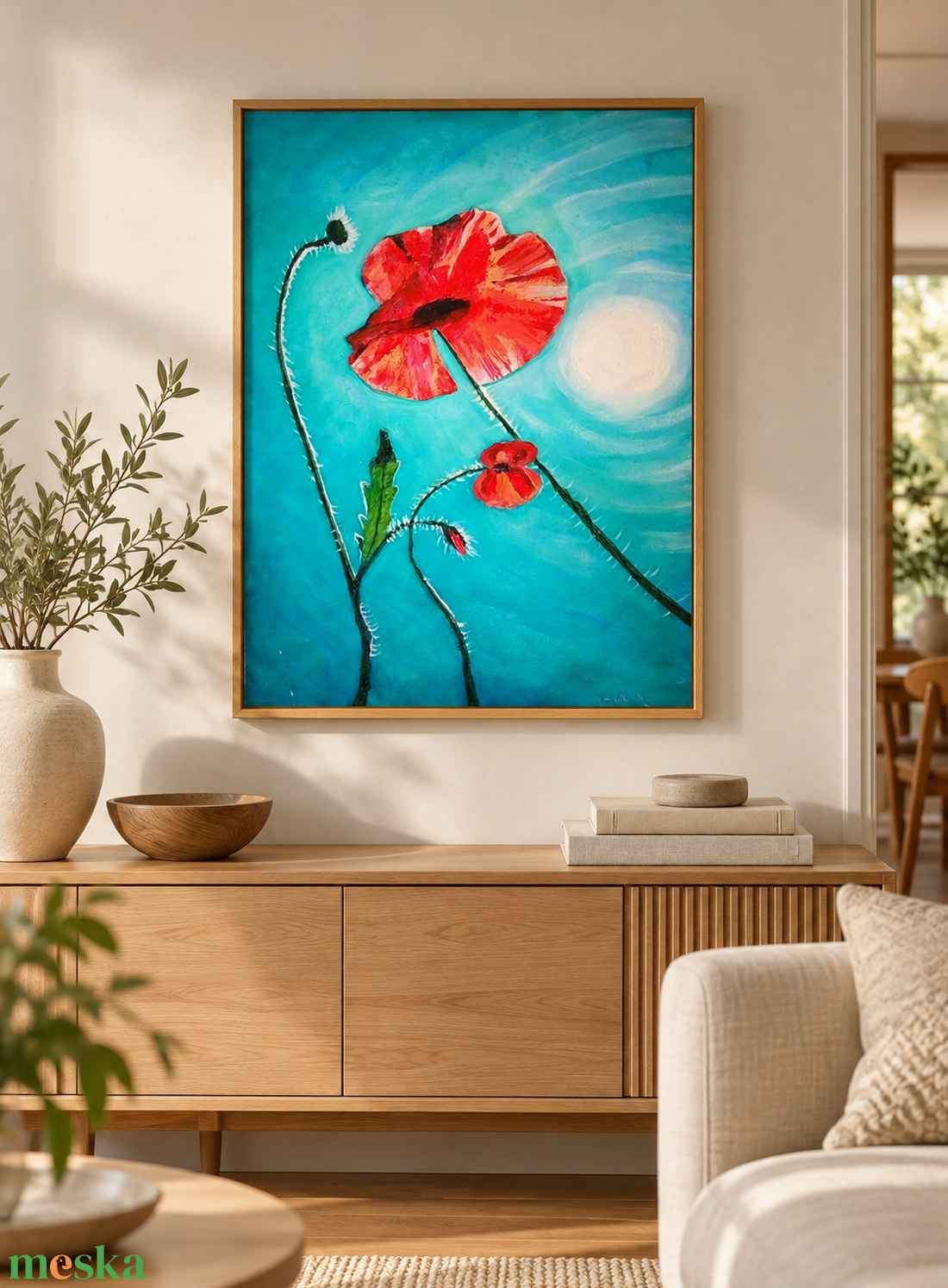 Pipacsok a napon � eredeti olajfestmény, 43 � 58 cm - művészet - festmény - olajfestmény - Meska.hu