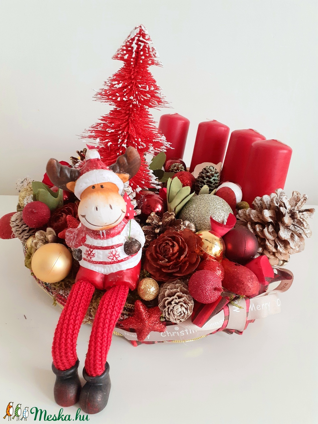 Fő szerepben a piros,logó lábú rénszarvassal/adventi asztaldísz - karácsony - Meska.hu Fő szerepben a piros,logó lábú rénszarvassal/adventi asztaldísz - karácsony - Meska.hu