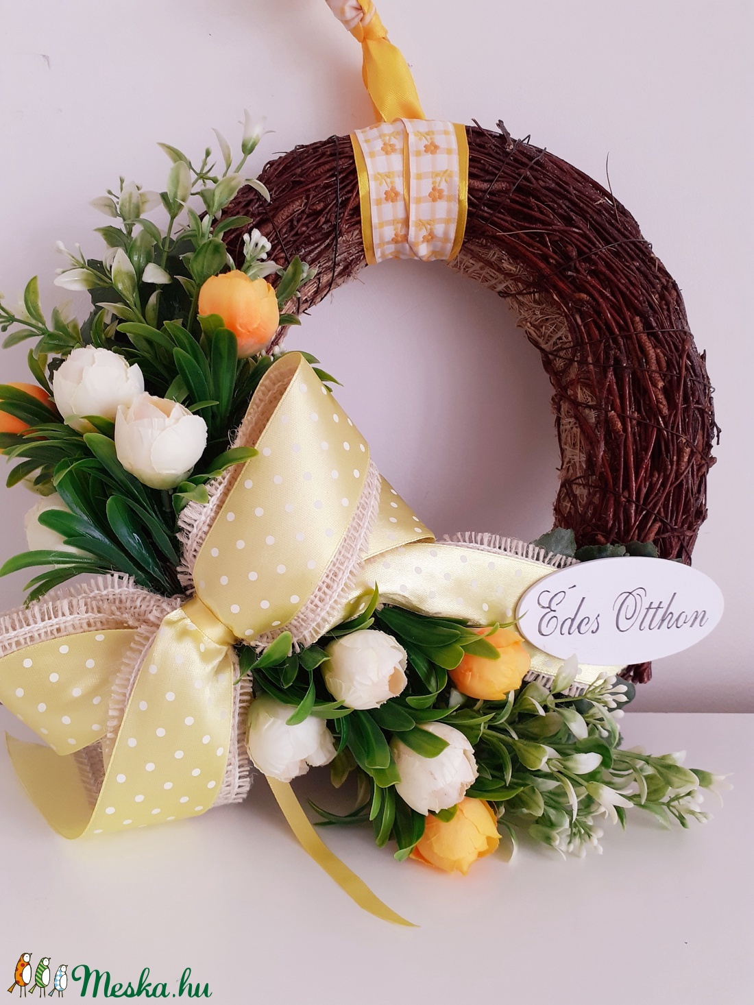 Boglárkás rőzse kopogtató - otthon & életmód - dekoráció - Meska.hu