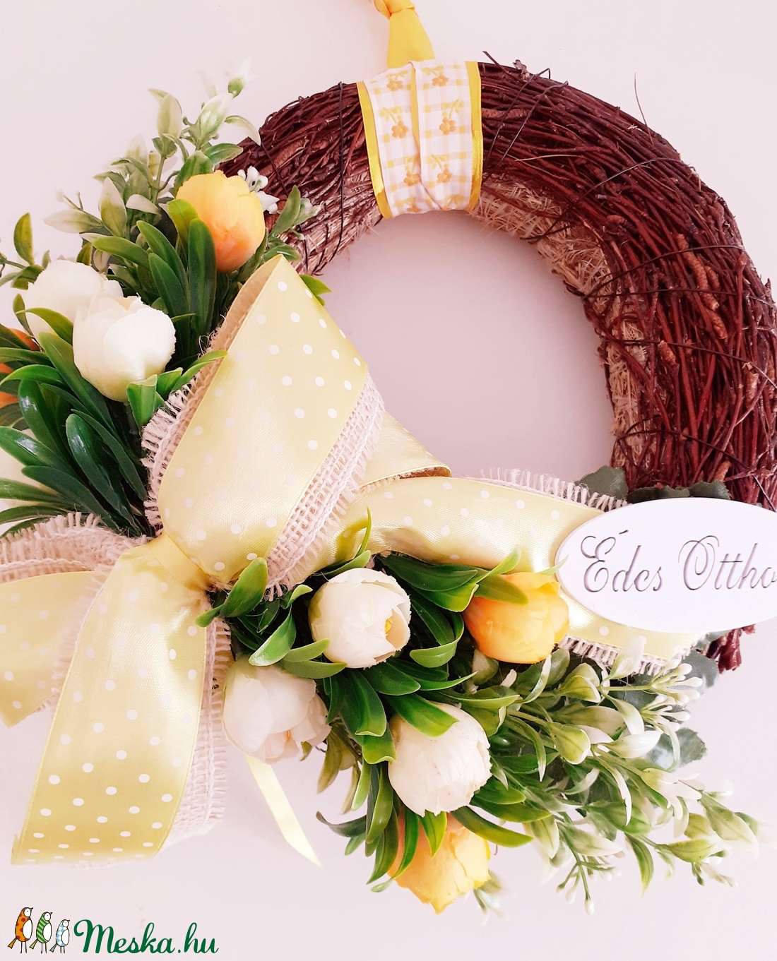 Boglárkás rőzse kopogtató - otthon & életmód - dekoráció - Meska.hu