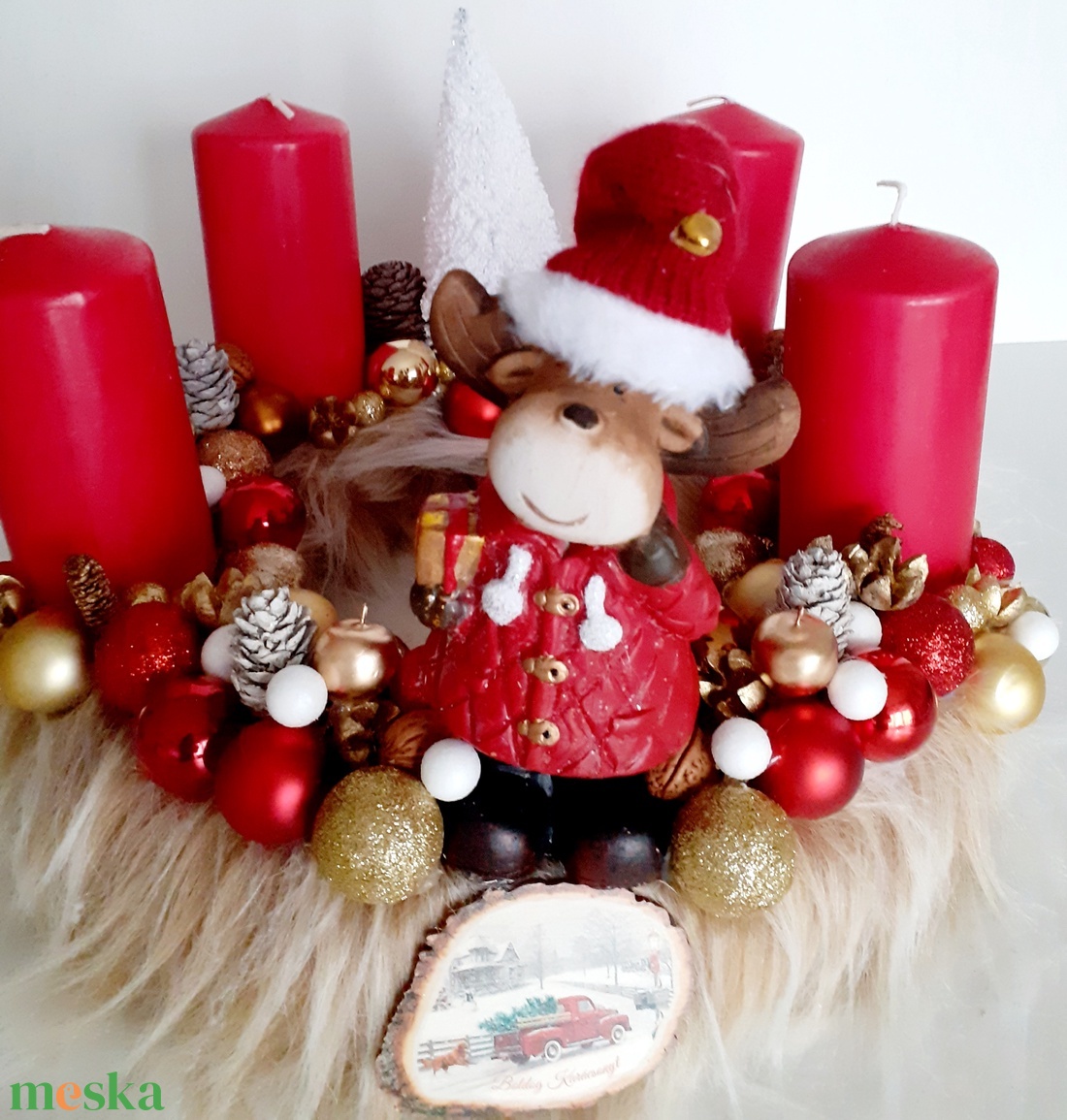 Adventi koszorú óriás rénszarvassal - karácsony - adventi díszek - adventi asztaldísz - Meska.hu Adventi koszorú óriás rénszarvassal - karácsony - adventi díszek - adventi asztaldísz - Meska.hu