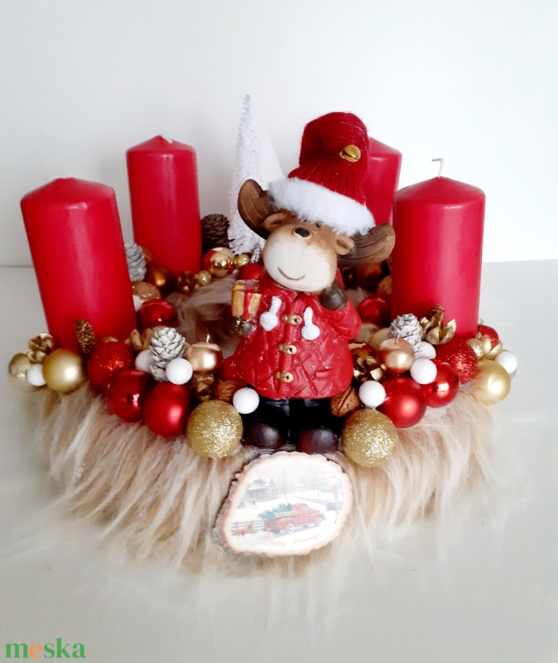 Adventi koszorú óriás rénszarvassal - karácsony - adventi díszek - adventi asztaldísz - Meska.hu Adventi koszorú óriás rénszarvassal - karácsony - adventi díszek - adventi asztaldísz - Meska.hu
