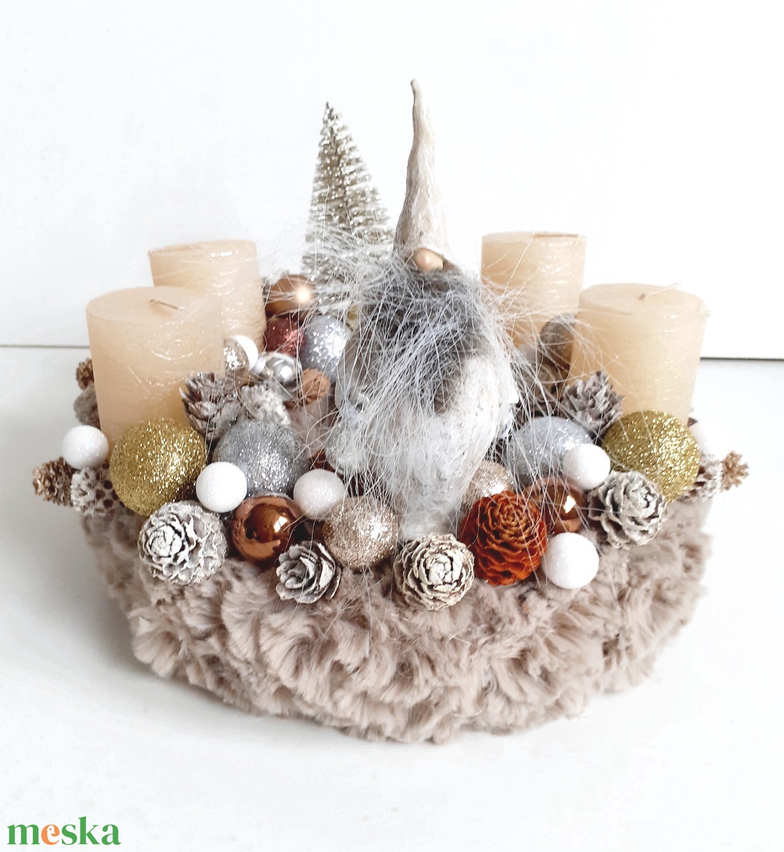 Adventi koszorú szakállas manóval - karácsony - adventi díszek - adventi koszorú - Meska.hu Adventi koszorú szakállas manóval - karácsony - adventi díszek - adventi koszorú - Meska.hu