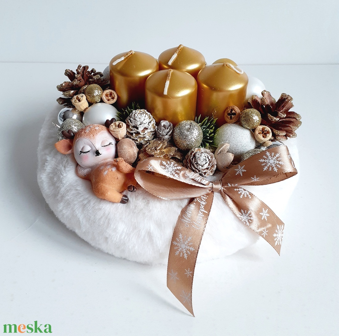Alvó őzikés adventi koszorú - karácsony - adventi díszek - adventi koszorú - Meska.hu