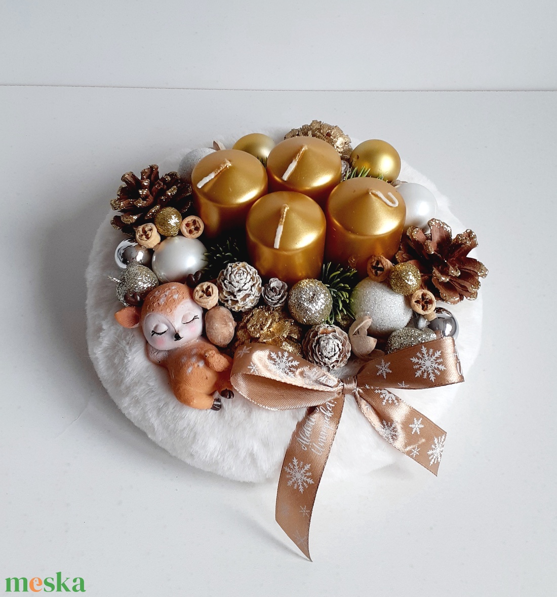 Alvó őzikés adventi koszorú - karácsony - adventi díszek - adventi koszorú - Meska.hu