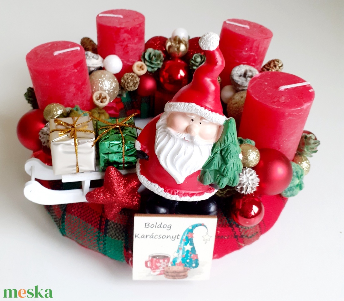 Adventi koszorú -Télapó karácsonya - karácsony - adventi díszek - adventi asztaldísz - Meska.hu