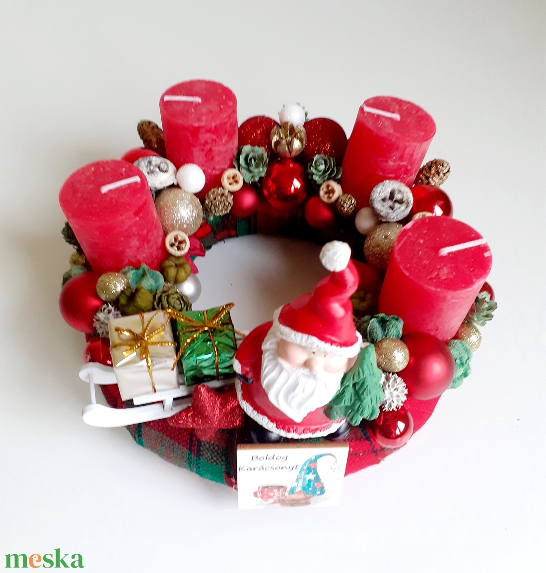 Adventi koszorú -Télapó karácsonya - karácsony - adventi díszek - adventi asztaldísz - Meska.hu