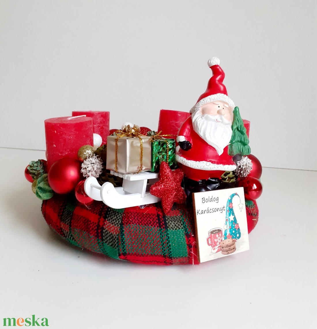 Adventi koszorú -Télapó karácsonya - karácsony - adventi díszek - adventi asztaldísz - Meska.hu