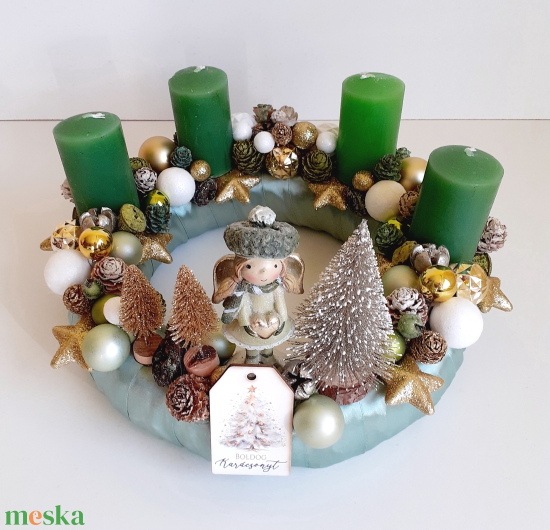 Adventi koszorú-angyal figurával - karácsony - adventi díszek - adventi asztaldísz - Meska.hu Adventi koszorú-angyal figurával - karácsony - adventi díszek - adventi asztaldísz - Meska.hu