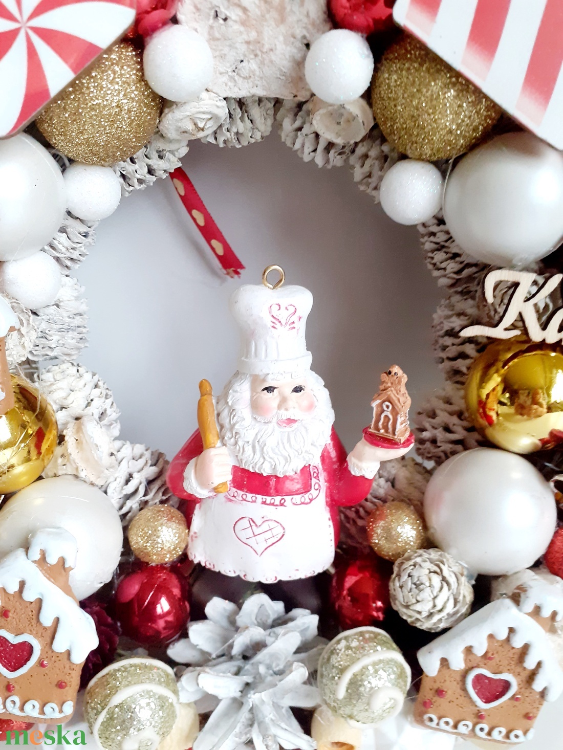 Karácsonyi kopogtató- Mikulással, mézeskaláccsal - karácsony - adventi díszek - adventi ajtódísz - Meska.hu