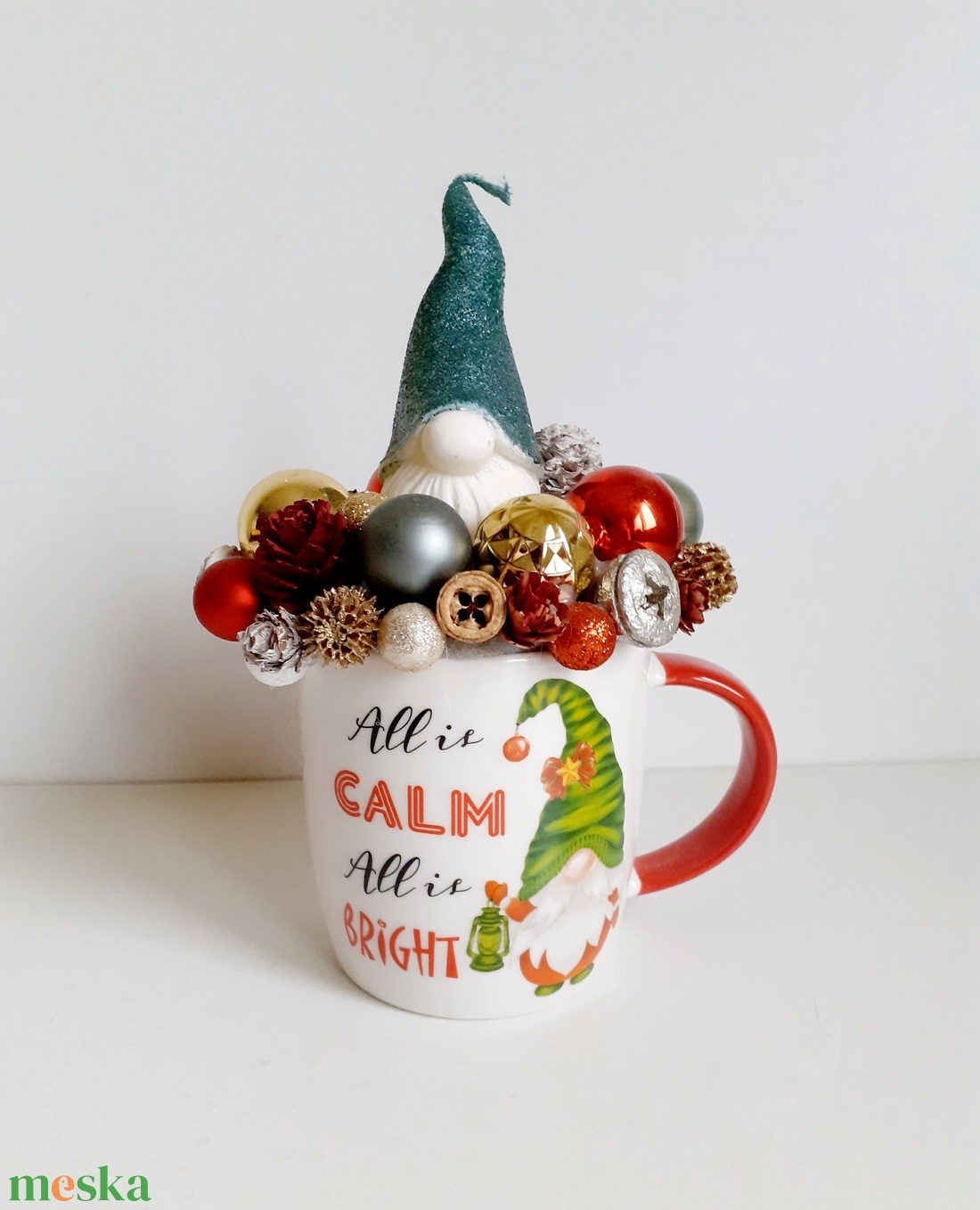 Karácsonyi pohárdísz Manó gyertyával - karácsony - adventi díszek - adventi asztaldísz - Meska.hu