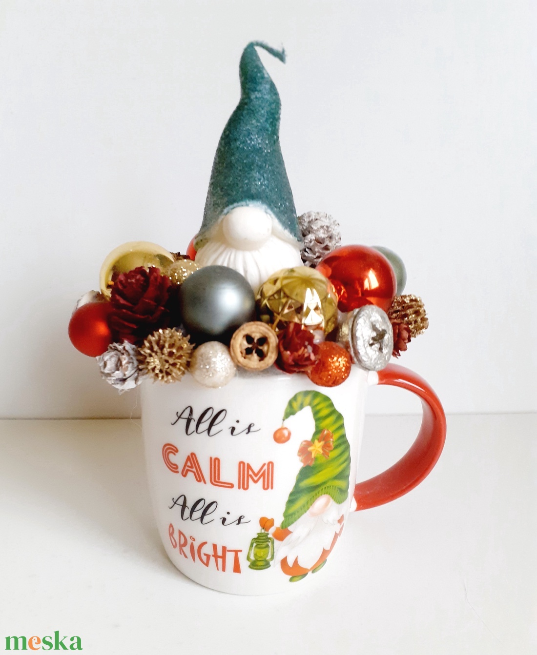 Karácsonyi pohárdísz Manó gyertyával - karácsony - adventi díszek - adventi asztaldísz - Meska.hu