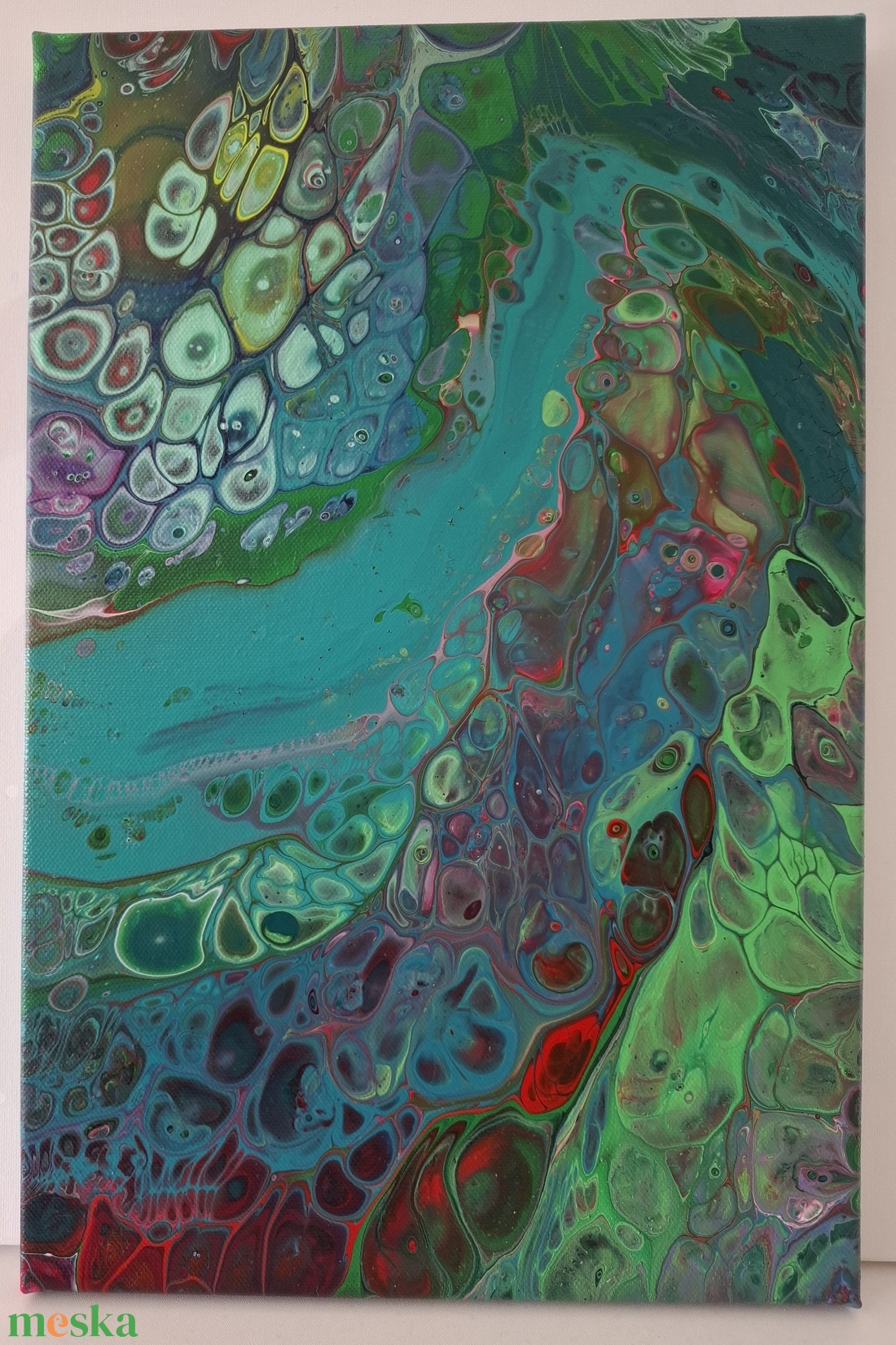 Smaragdzuhatag -fluid-art festmény - művészet - festmény - akril - Meska.hu