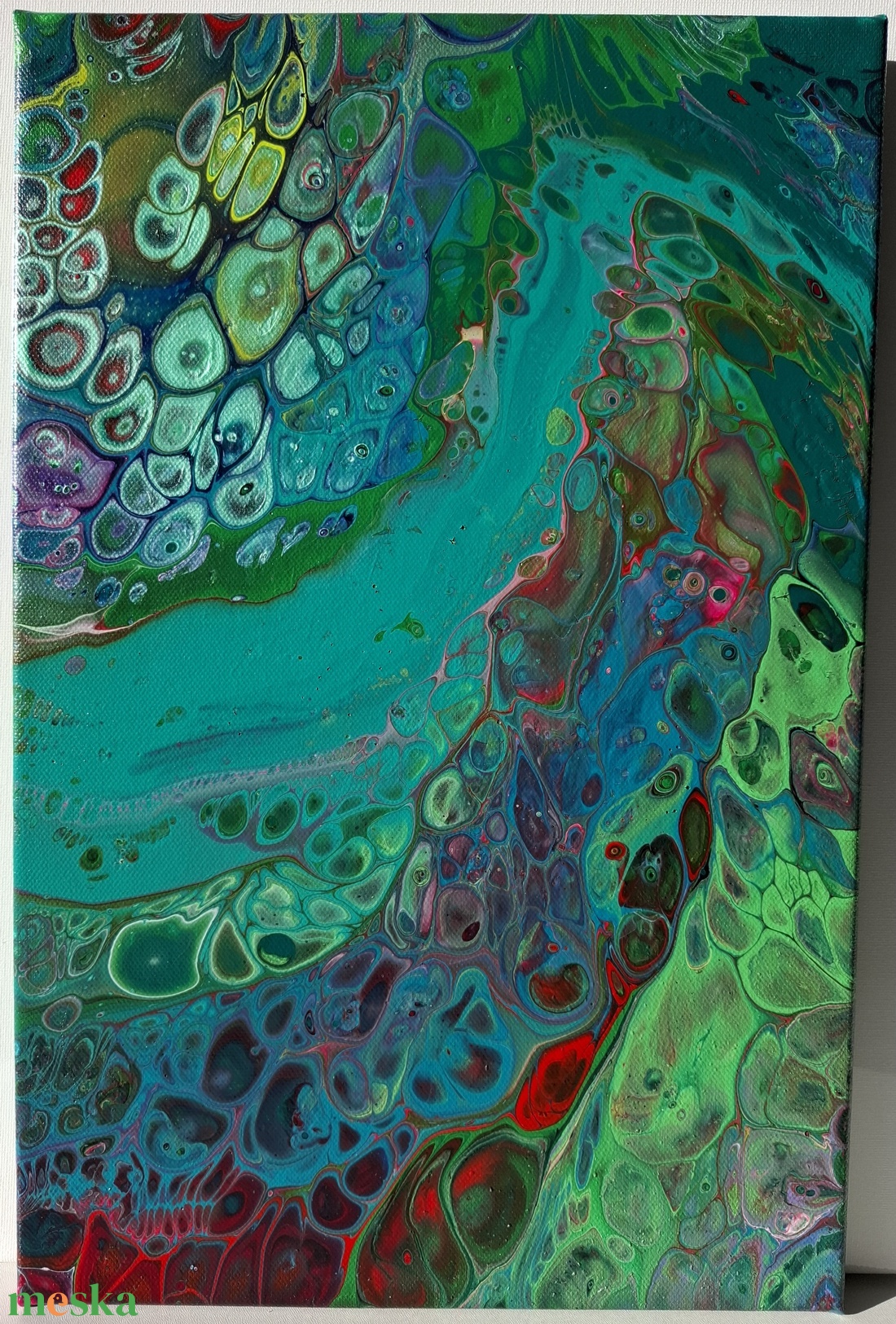 Smaragdzuhatag -fluid-art festmény - művészet - festmény - akril - Meska.hu