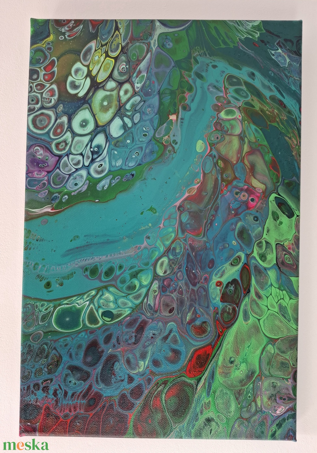 Smaragdzuhatag -fluid-art festmény - művészet - festmény - akril - Meska.hu