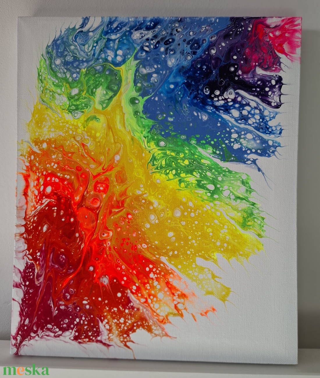 Szivárvány robbanás Fluid-art festmény - művészet - festmény - akril - Meska.hu
