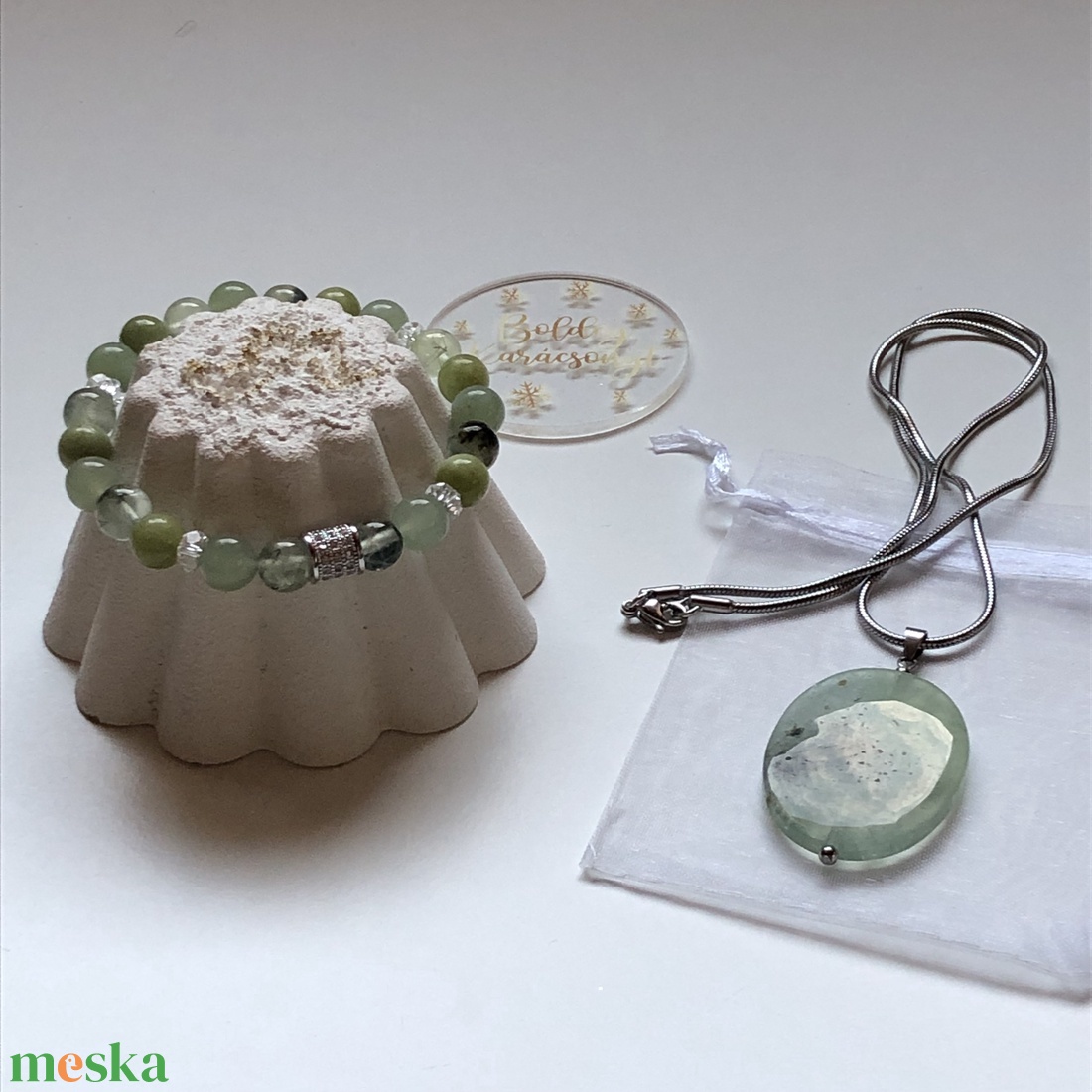 Prehnit - jade - szerpentin ásvány ékszerszett - ékszer - ékszerszett - Meska.hu Prehnit - jade - szerpentin ásvány ékszerszett - ékszer - ékszerszett - Meska.hu