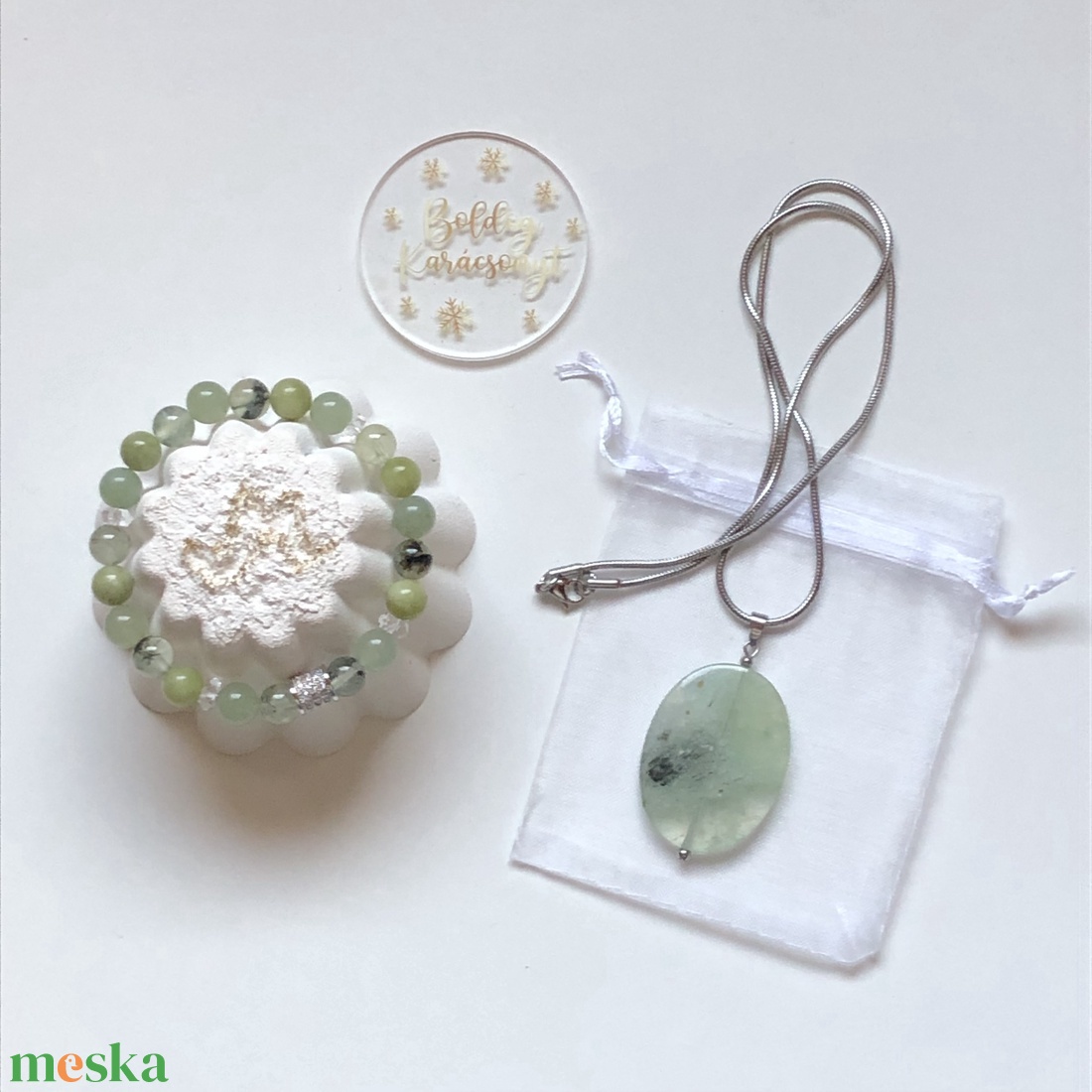 Prehnit - jade - szerpentin ásvány ékszerszett - ékszer - ékszerszett - Meska.hu Prehnit - jade - szerpentin ásvány ékszerszett - ékszer - ékszerszett - Meska.hu