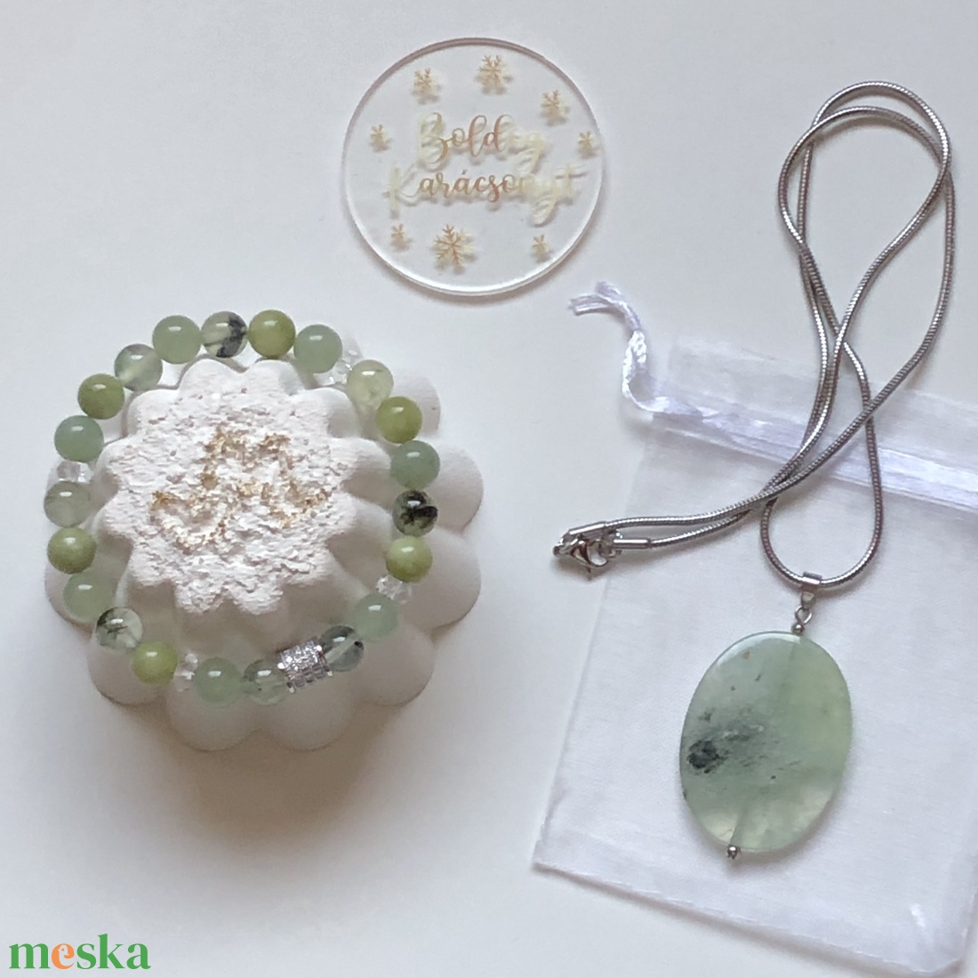 Prehnit - jade - szerpentin ásvány ékszerszett - ékszer - ékszerszett - Meska.hu Prehnit - jade - szerpentin ásvány ékszerszett - ékszer - ékszerszett - Meska.hu