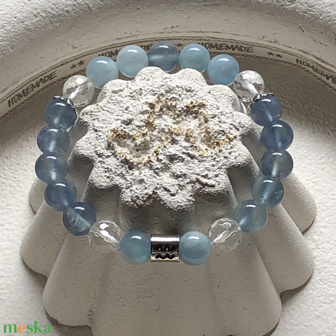 Női ásvány karkötő - csillagjegy (horoszkóp) sorozat (Aquarius - Vízöntő) - ékszer - karkötő - gyöngyös karkötő - Meska.hu