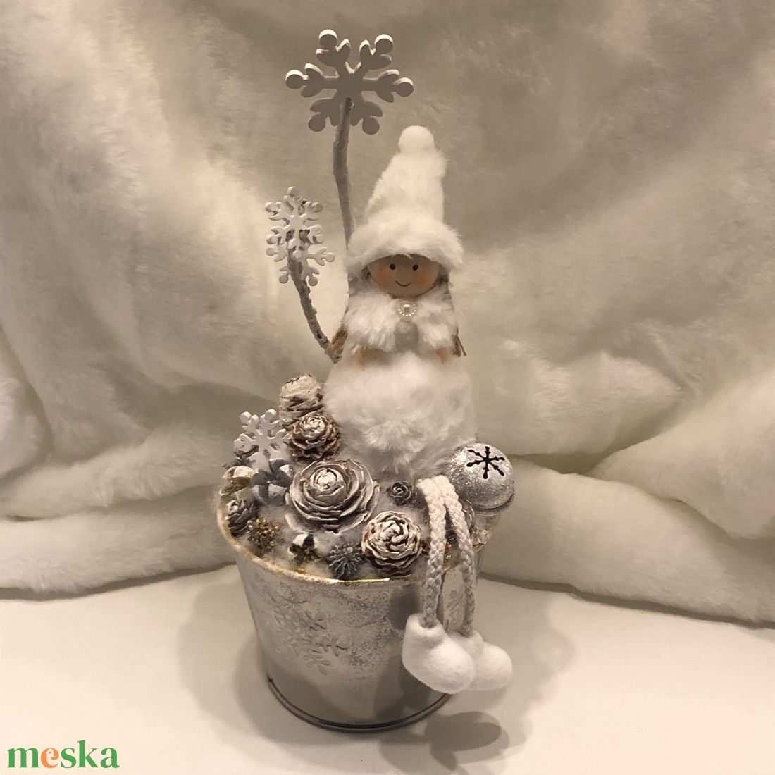 Adventi és karácsonyi asztaldísz textil angyalkával - karácsony - adventi díszek - adventi asztaldísz - Meska.hu